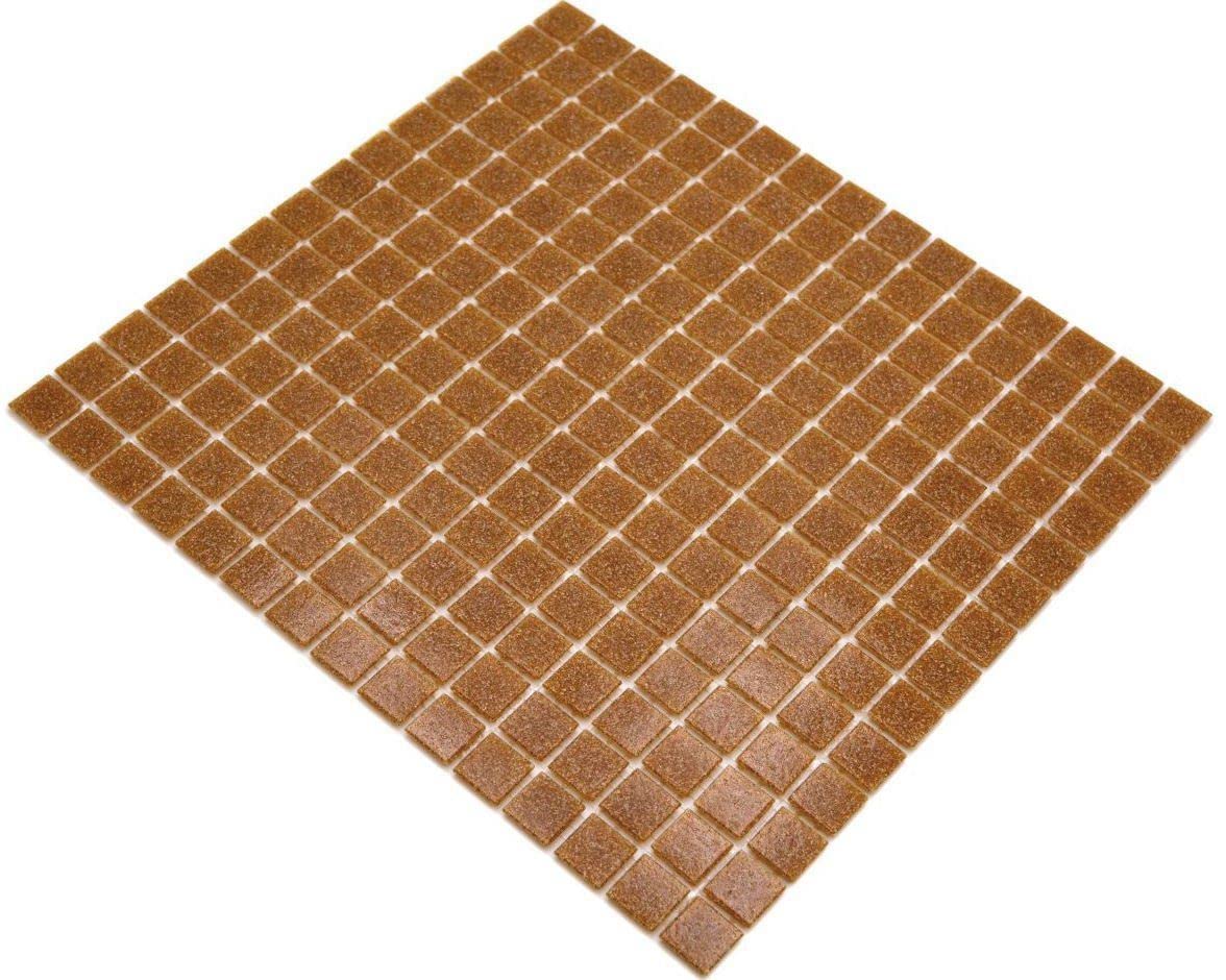 Mosaïque de piscine marron - Carrelage en verre brillant - Carré, mur, sol, cuisine, salle de bain, douche