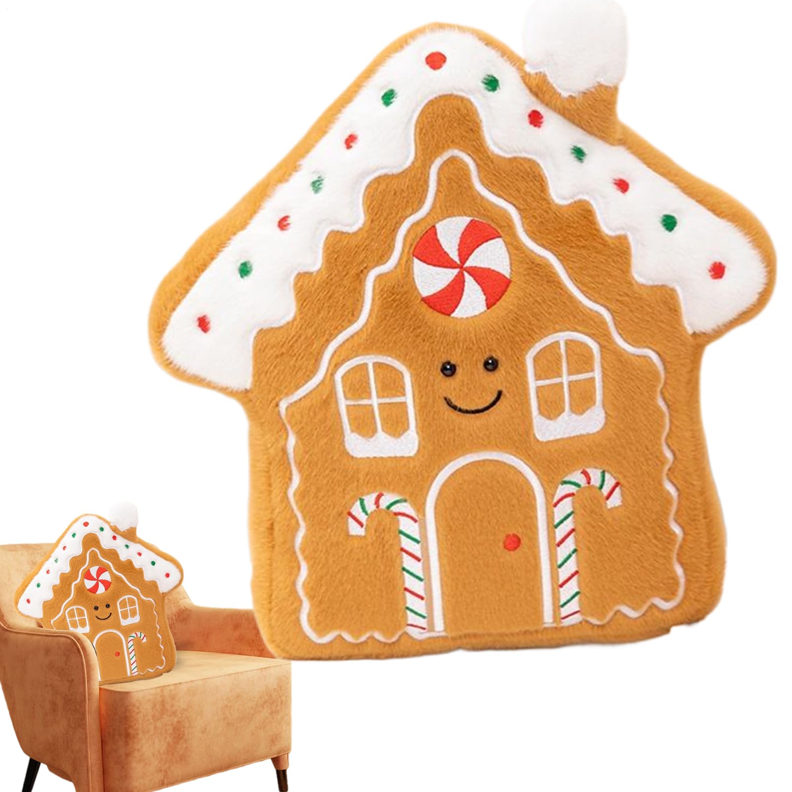 Almohada de Navidad con forma de pan de jengibre ideal para regalar y decorar el sofá del salón