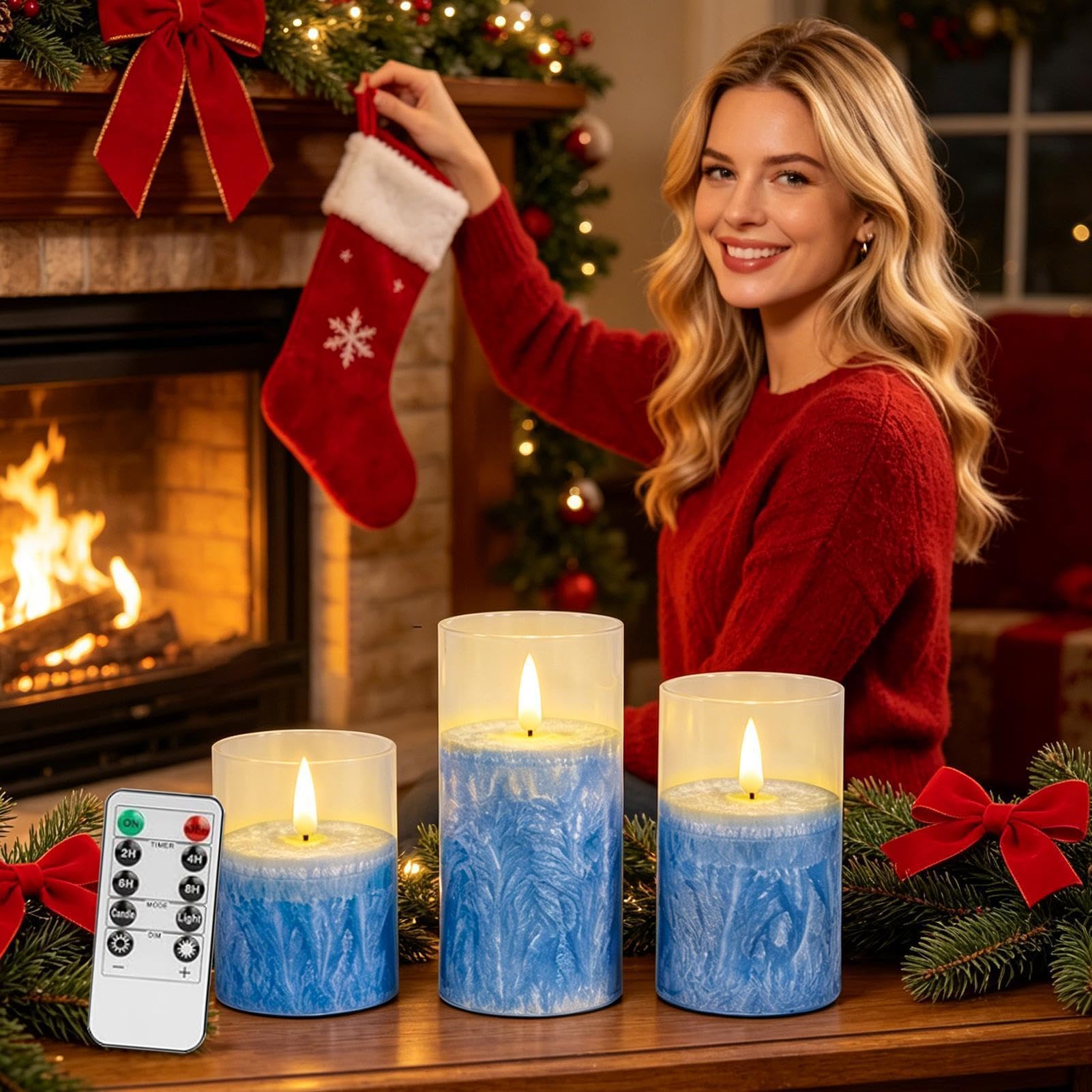 A Batteria – Set Di Illuminazione LED Vacillante, Di Illuminazione Senza Fiamma Con Funzione Timer Telecomando | Ambiente Decorativo Per Camera Da , Soggiorno, Tavolo