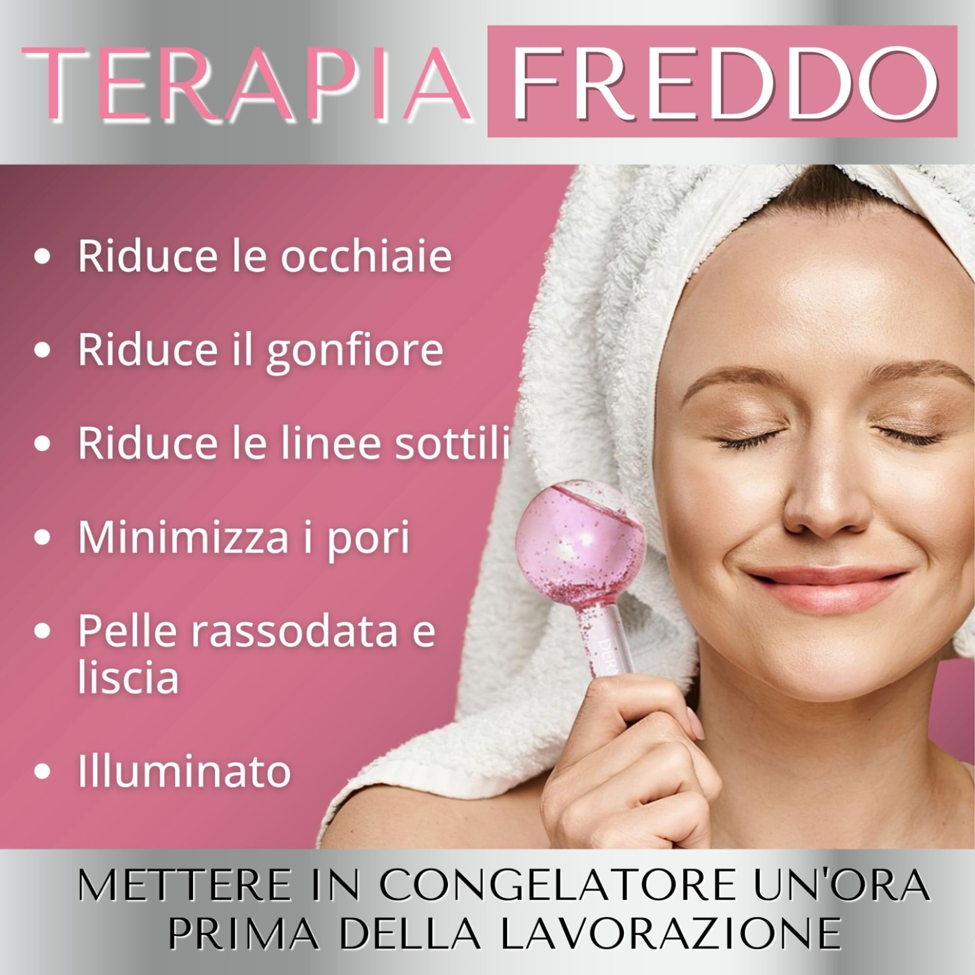 DERMAWORKS ICE GLOBES VISO 2 PEZZI – Cryo Roller Sfere di Ghiaccio per Viso e Occhi – Massaggiatore Rinfrescante per Ridurre Gonfiore, Borse e Occhiaie