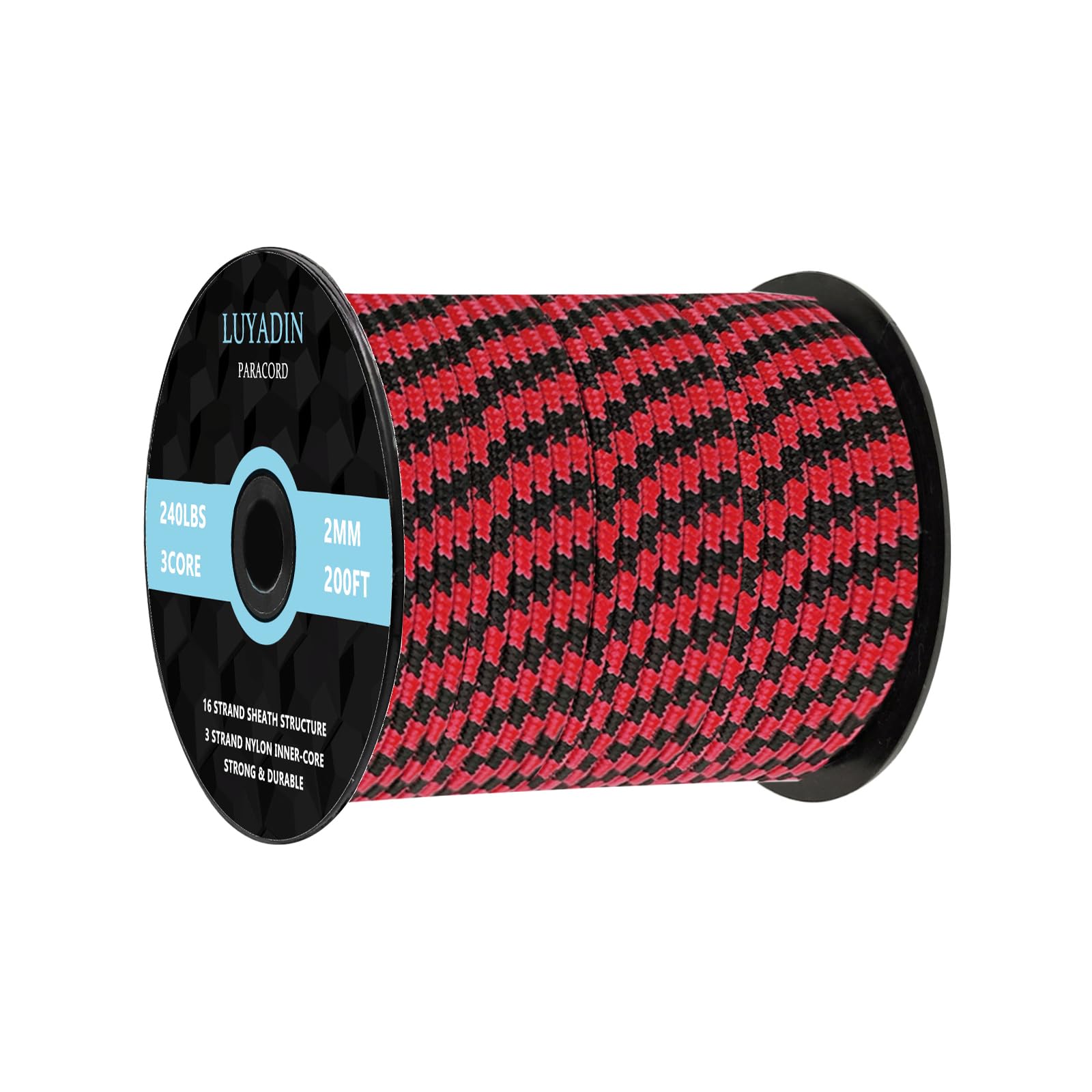 LUYADIN Paracord 240lb - Diameter 2mm Micro Utility Cord -3 Strand Parachute Spool Cord - 100ft 200ft,Paracord for Camping,Hiking,Fishing,Outdoor and DIY — image 1