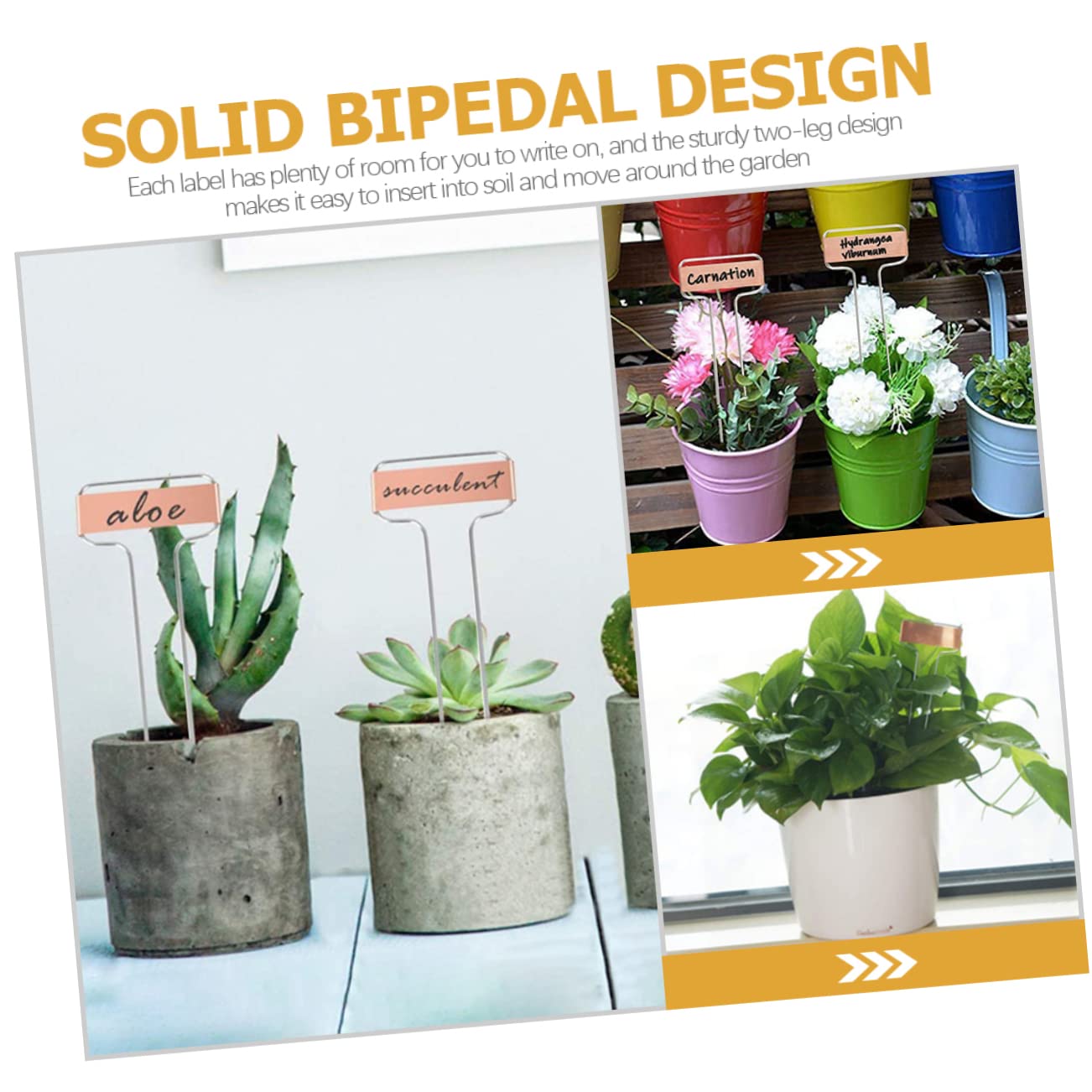 Etichette Pezzi da Piante Rame Giardino 20 Metallico | Design a Due Piedi, Riutilizzabili e Facili da Scrivere, per Ortaggi e Vaso