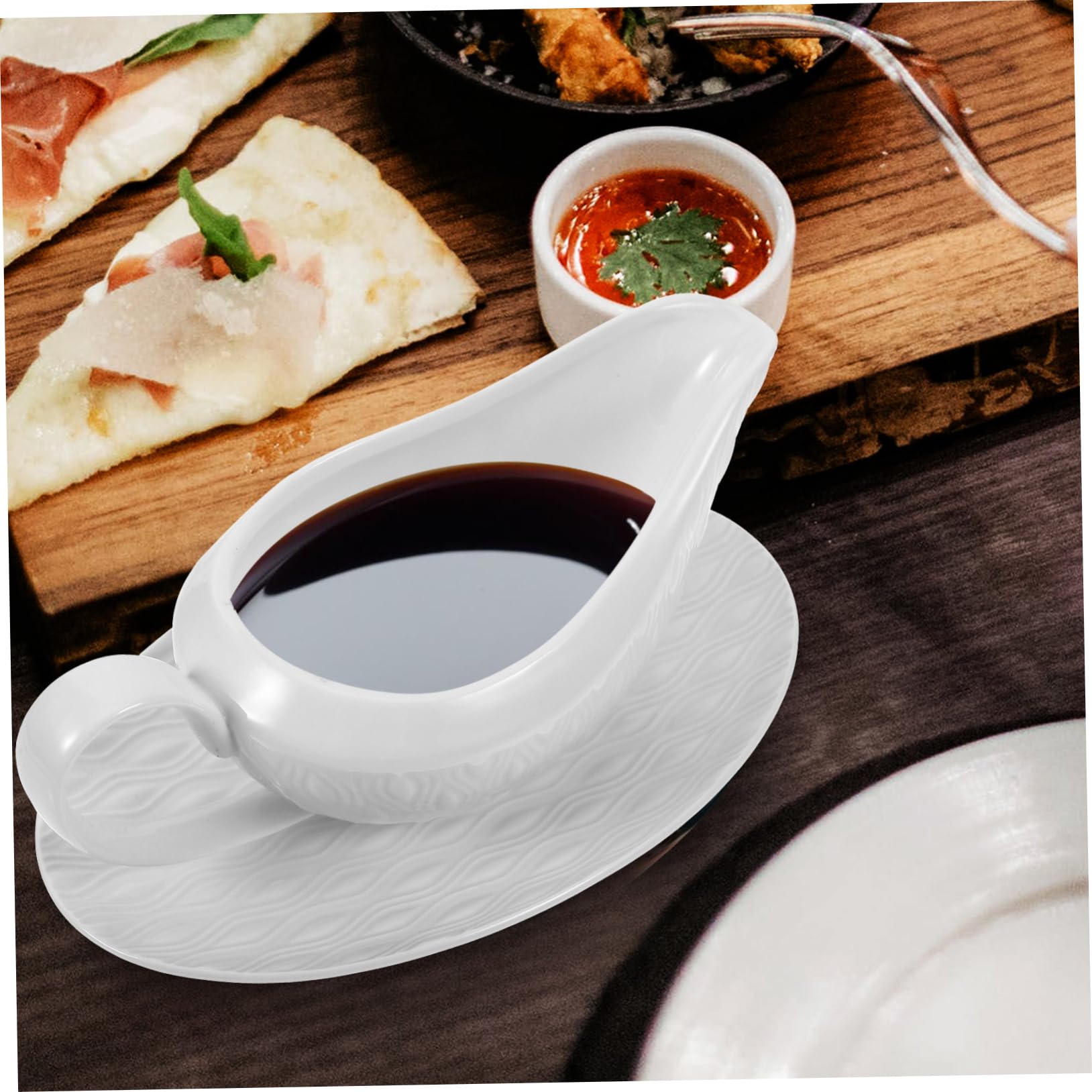 Dispensador de Salsa de Cerámica white 255ml con Asa para Fácil Manejo y Servicio en Cocina o Mesa, Diseño Simple y Ligero para Complementos de Cocina