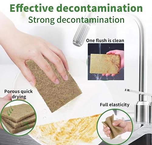 Miniatura 6 de Almohadillas de puntuación naturales (paquete de 5)  Almohadilla de esponja de limpieza biodegradable de sisal antiarañazos  Almohadilla para