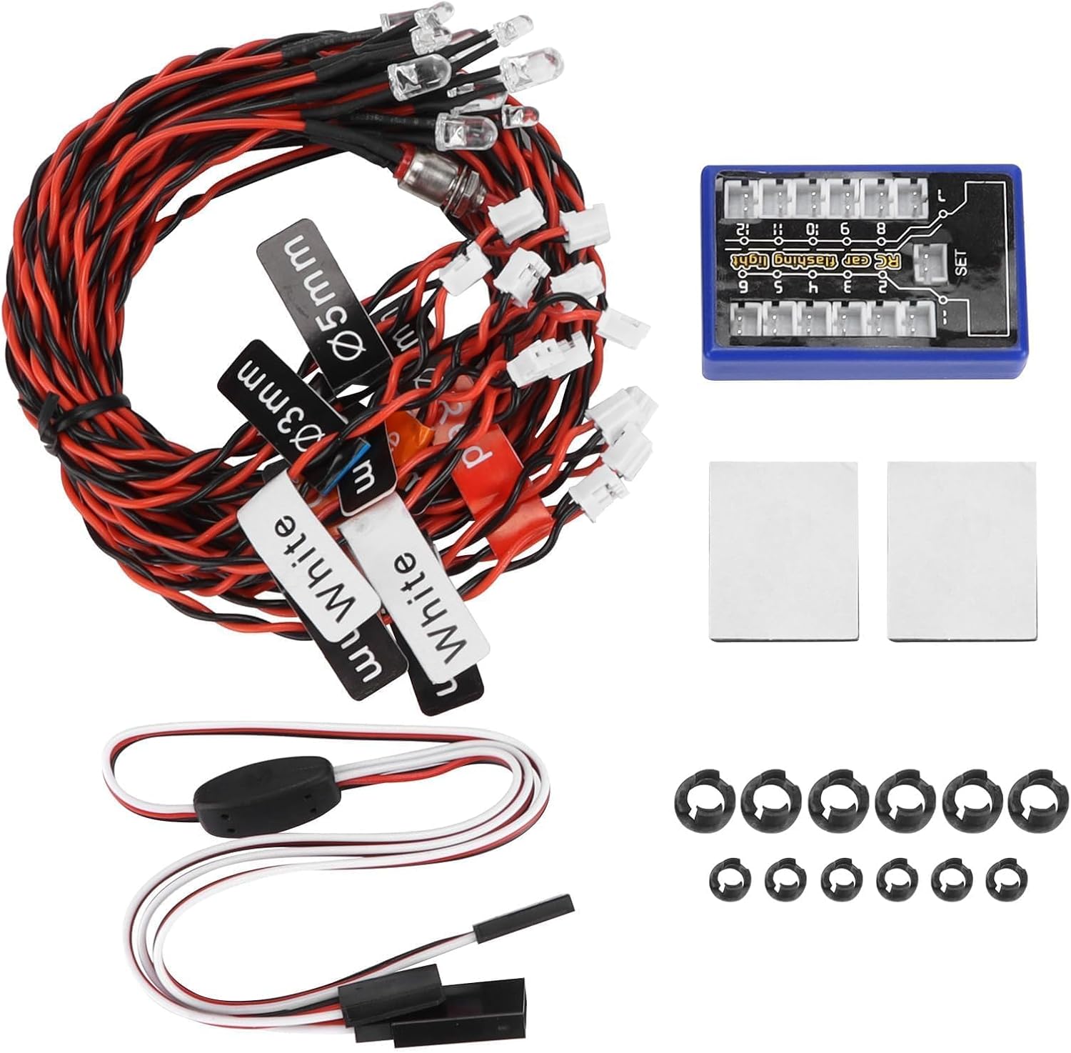 12 RC Car Headlights Taillight Flashing Light System Smart Simulation RC Truck Led Lights Lamp Kit for Tamiya/HSP CC01 1/10 1/8 Cars, Crawler, Off-Road, Sport Racing, Steering, Brake