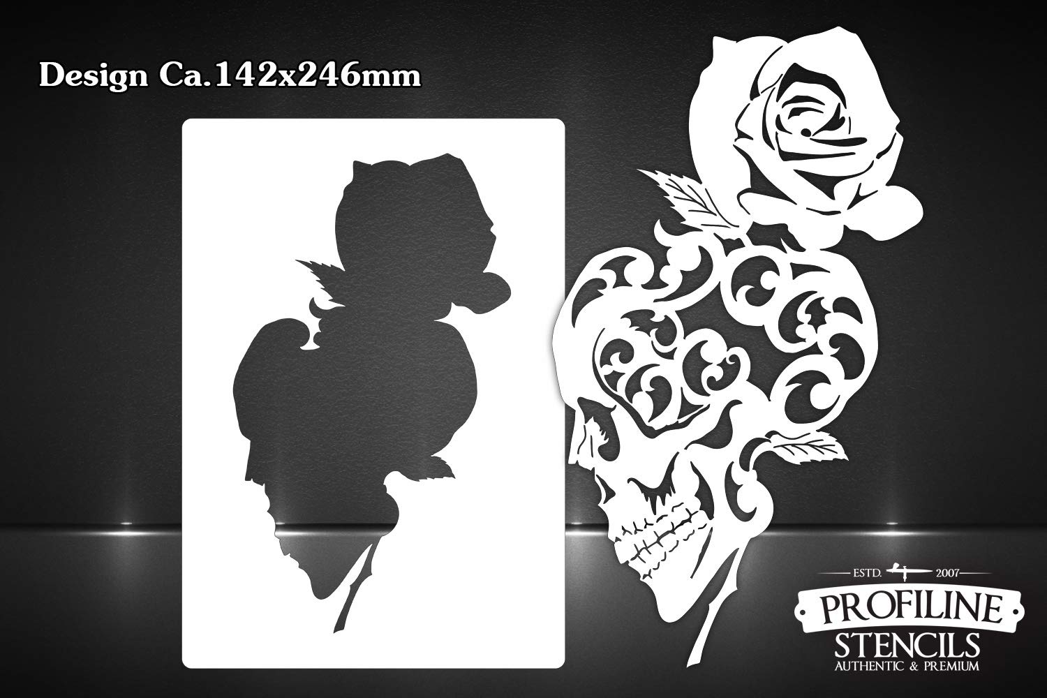 Herterich Products Pochoir Pour Aérographe Skull Totenköpfe Schädelhaufen | Graffiti & Tattoo Stencil | Réutilisable & Résistant Aux Solvants | Mylar