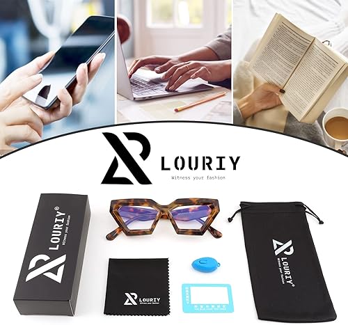 Miniatura 7 de Louriy Gafas de bloqueo de luz azul cuadradas de moda, lentes digitales para lectura y fatiga ocular, marco de ojo de gato, para mujeres y hombres