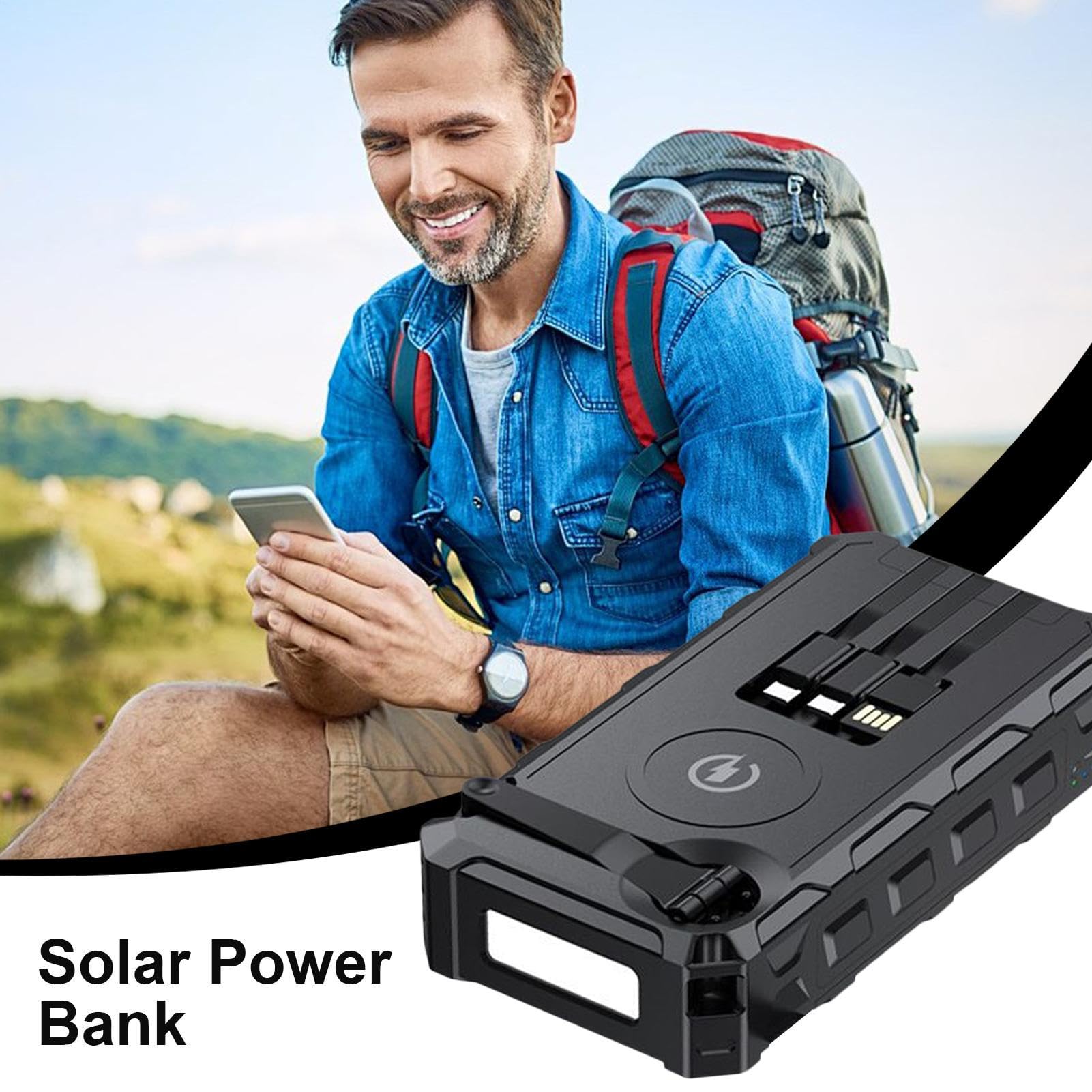 Batería Externa Solar Dispositivos Electrónicos Inalámbricos | Batería De Carga Rápida Con Luz Para Hogar Viajes Camping Pesca Hombres Mujeres Niños Jóvenes Atletas Ciclistas Golfistas