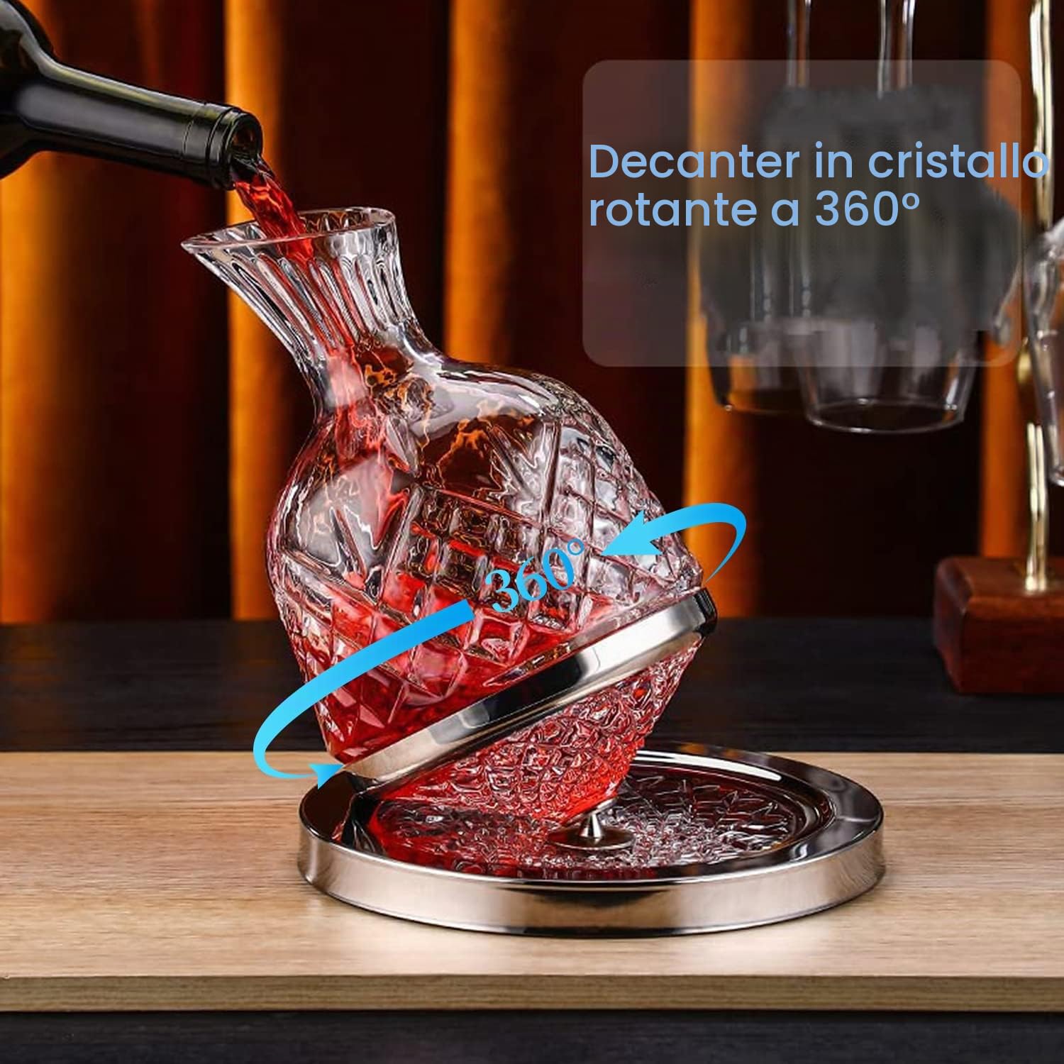 Decanter per vino in cristallo con decanter per vino, con scatola di lusso. Caraffa per vino rosso, regalo di nozze per uomini o donne, caraffa per vino, regalo di nozze