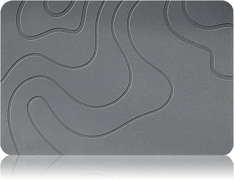 Diatomite Bath Mat, Non-Slip Quick Dry Bath Mat for Bathroom Floor, Kitchen, Shower, Pet Feeding40 * 60cm, Dark Grey