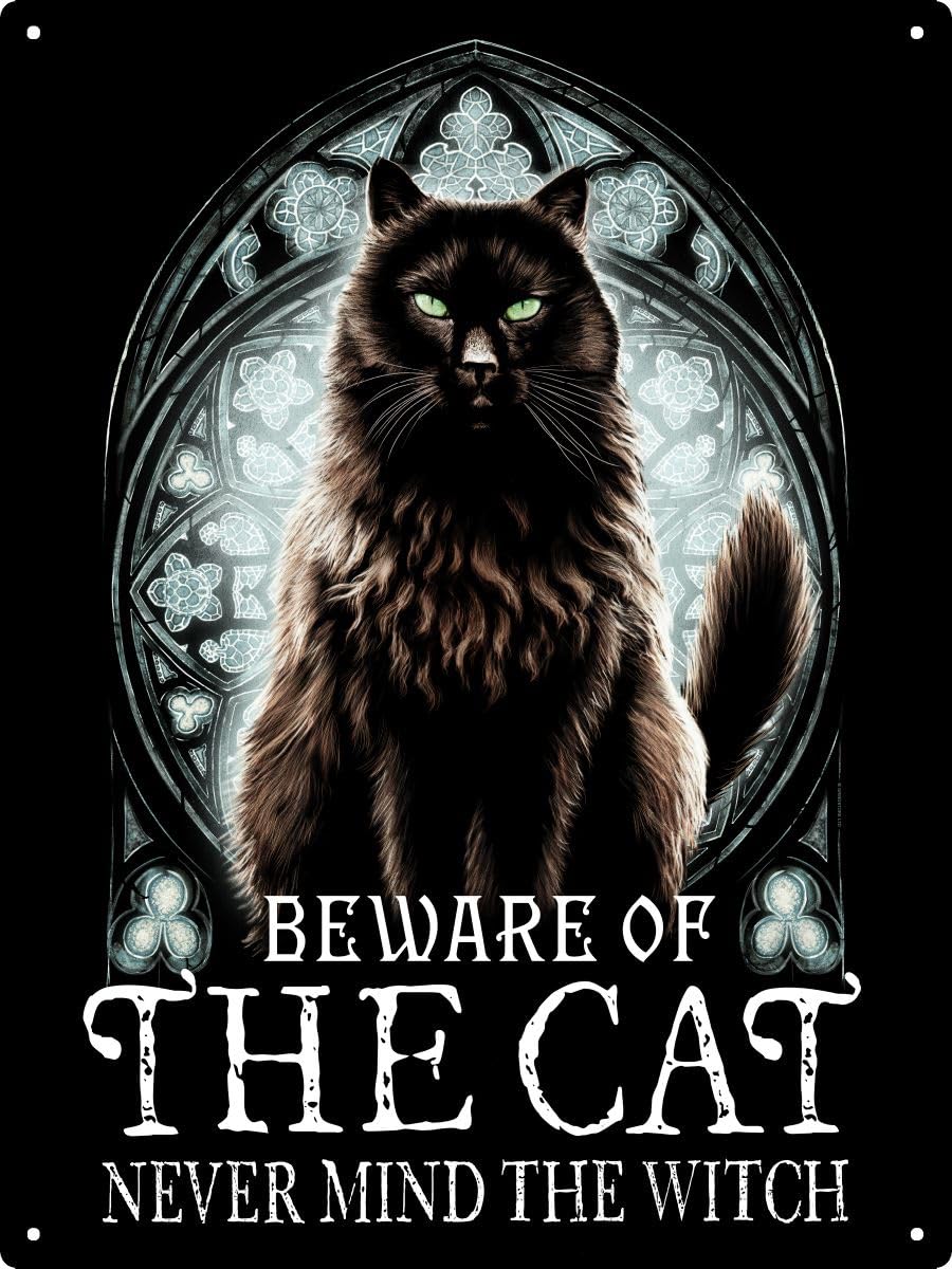 Beware Of The Cat, Never Mind The Witch Tin Sign