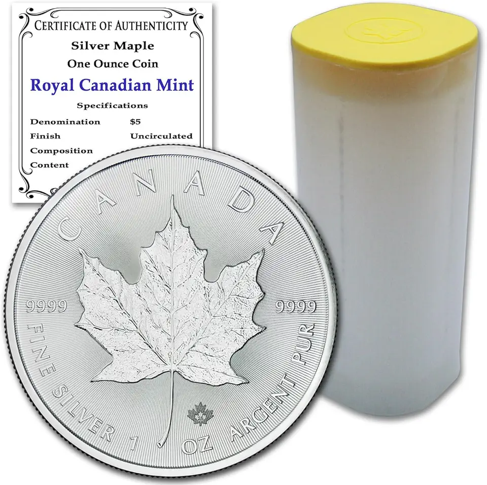 10-Pack Canadian Maple Leaf 1 oz Silver Coins (Random Years)