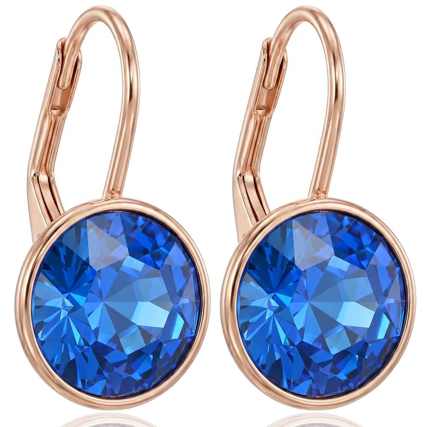 Ohrringe Rosegold Blau 925 Sterling Silber Markenkristalle S