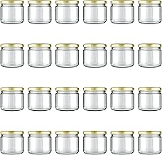 350Gm Salsa Glass Jar For Kitchen Storage | Food Grade Glass Container | Golden Metal Cap | Air Tight Lid | Clear Transparent Jar (Pack Of 24) - 350 Ml