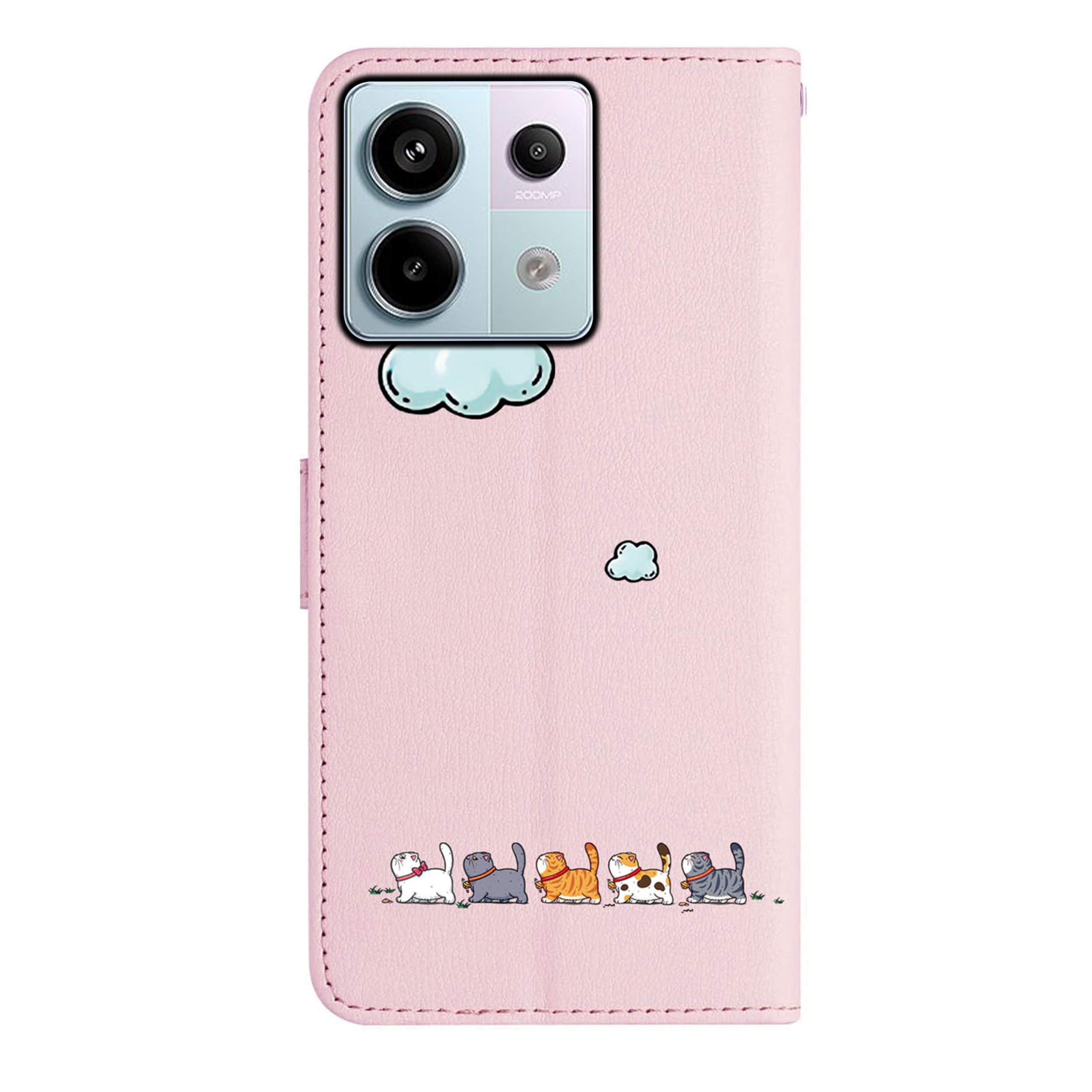 FALUWONRU Case for Xiaomi Redmi Note 13 Pro 5G,Colorful Lovely Cats Leather Flip Phone Case Wallet Cover with Creative Magnetic Protective Shockproof TPU Shell,Kickstand,Card Slots - Image 2