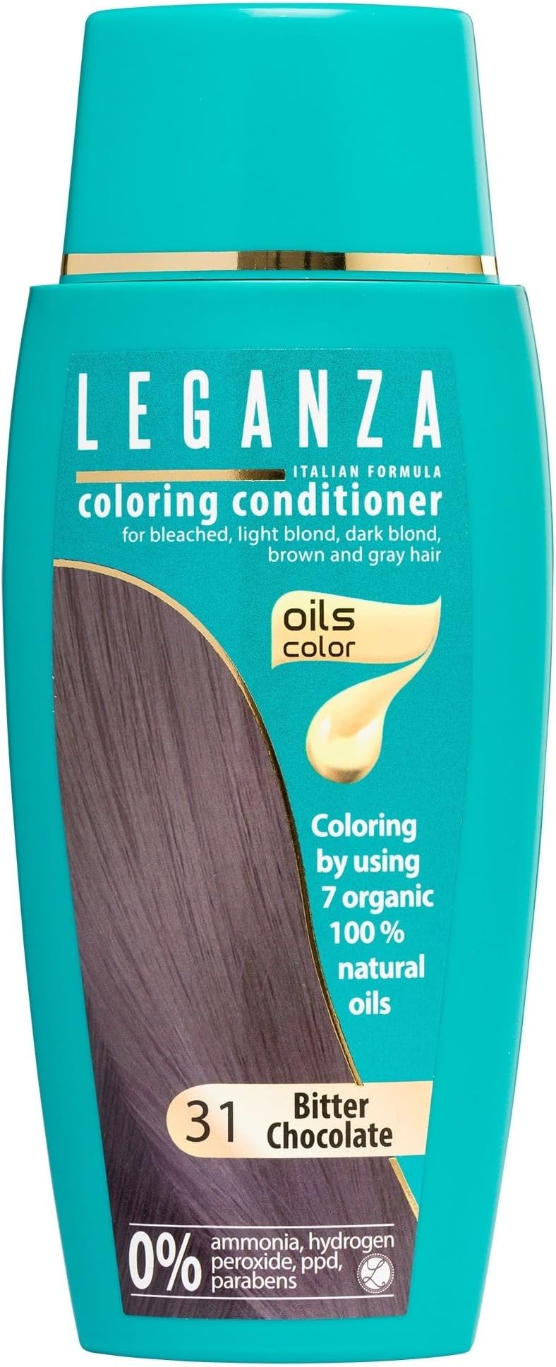 Hair Coloring Conditioner Natural Balm Color Bitter Chocolate Nº 31 | Enriched with 7 Natural Oils | Ammonia, PPD and Paraben Free | 150 ml