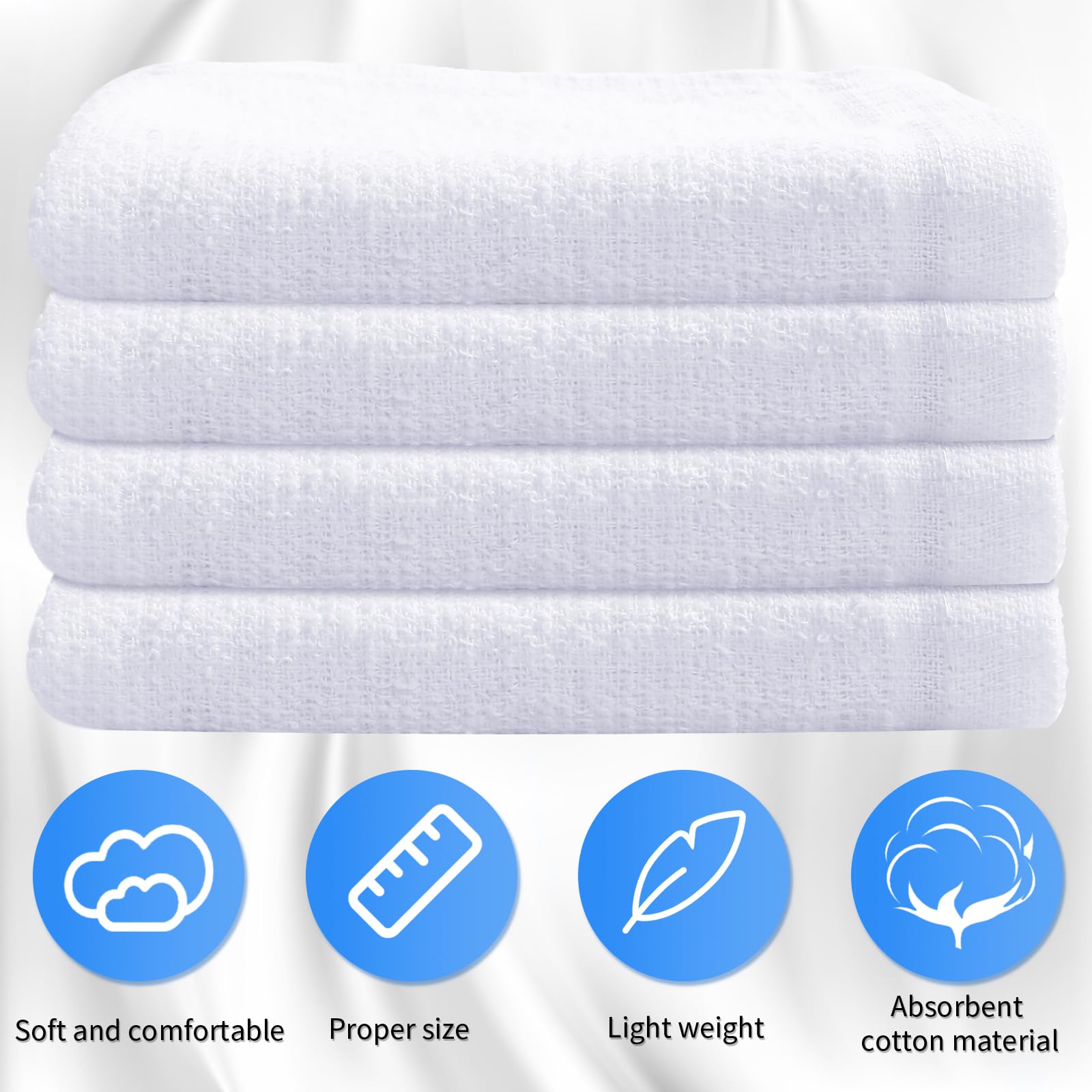 Juego de 60 paños suaves de 12 x 12 pulgadas, algodón blanco, paños absorbentes, trapos de limpieza, toallas multiusos lavables a máquina, toallas de gimnasio para baño, suministros de cocina