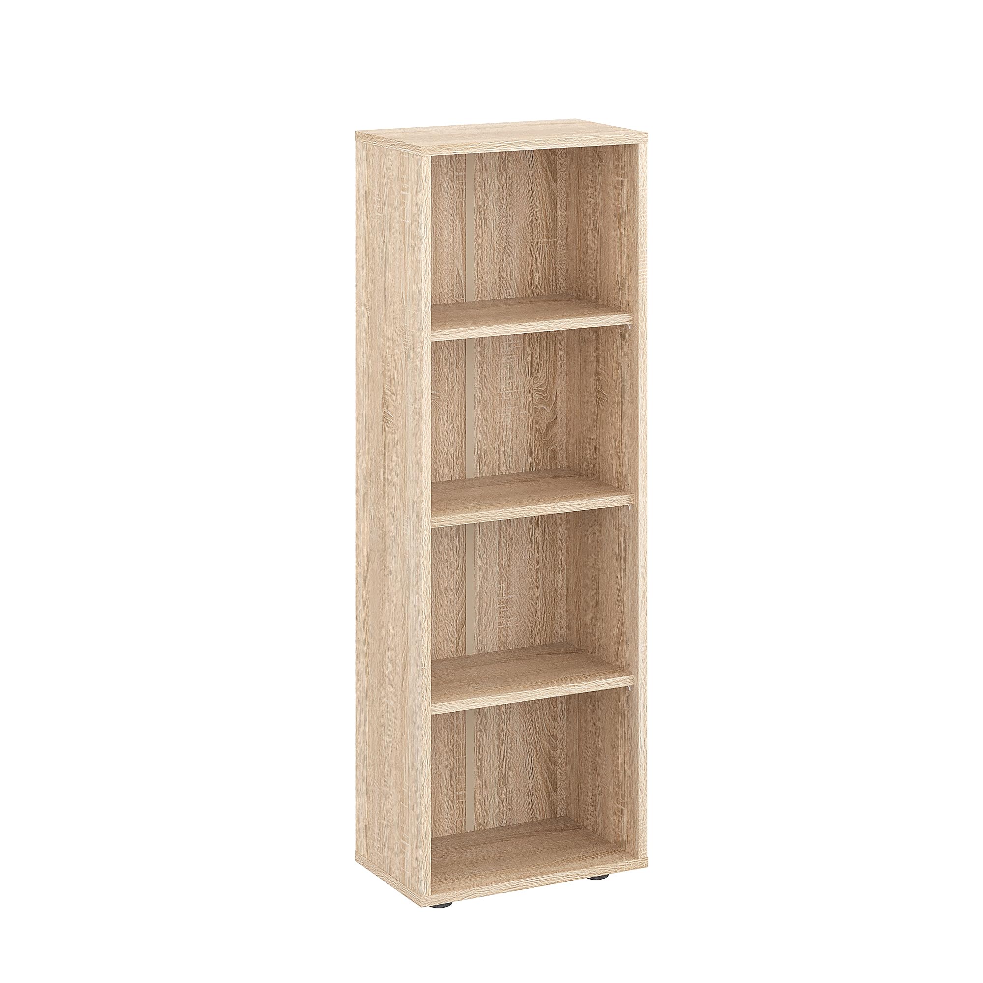 KOMTO Regał Na Książki Dąb Sonoma – Regał Stojący z 4 Poziomami Regulowanymi Półkami Do Salonu Biura Sypialni | Lumo 40 X 120 X 24 Cm
