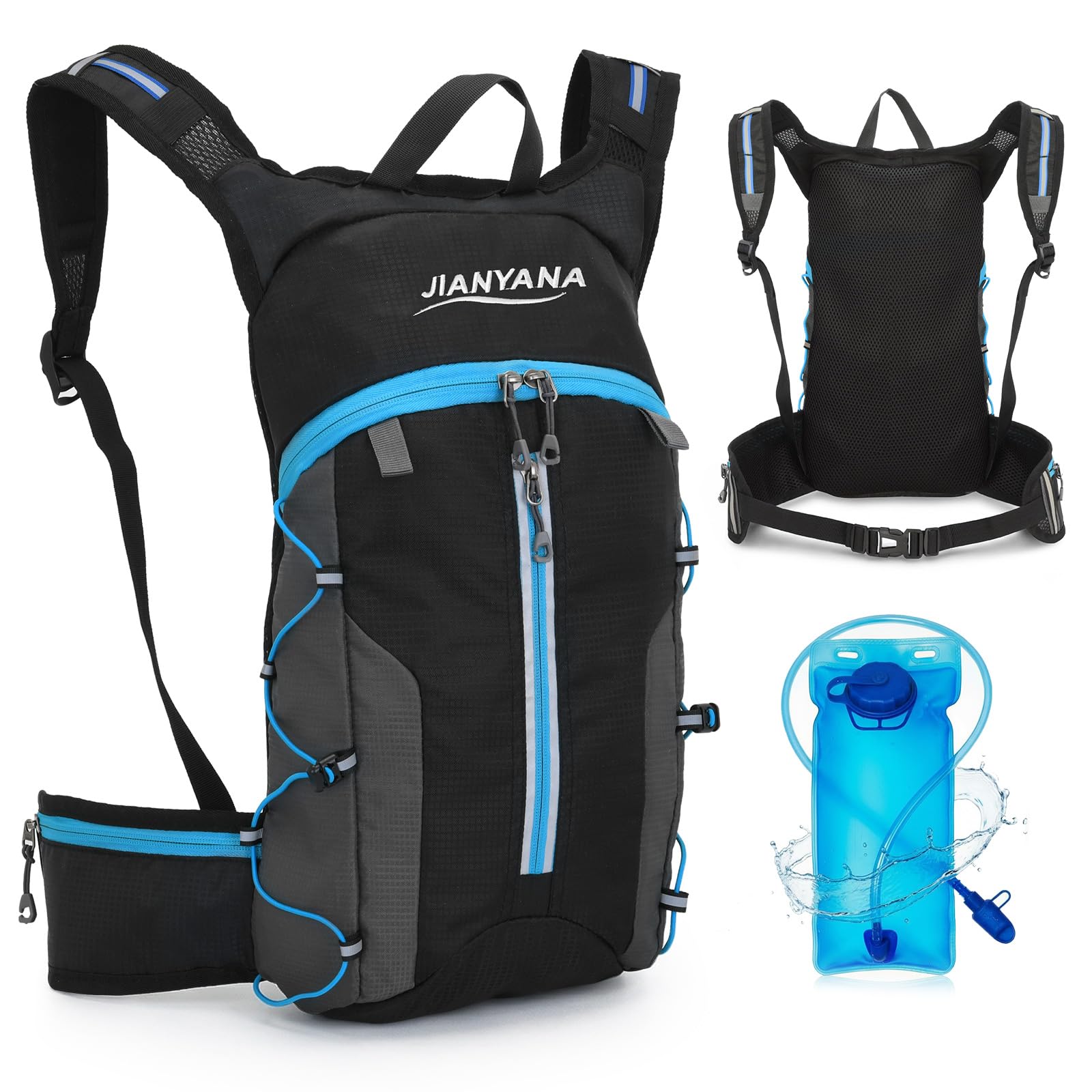 JIANAYANA 2L Hydration Backpack,Foldable Packable Water Bladder Backpack,Ultra-Light Breathable Design with Helmet Net,Foldable storage,for Hiking,Cycling, Running,Commute,Camping,Mountain Climbing
