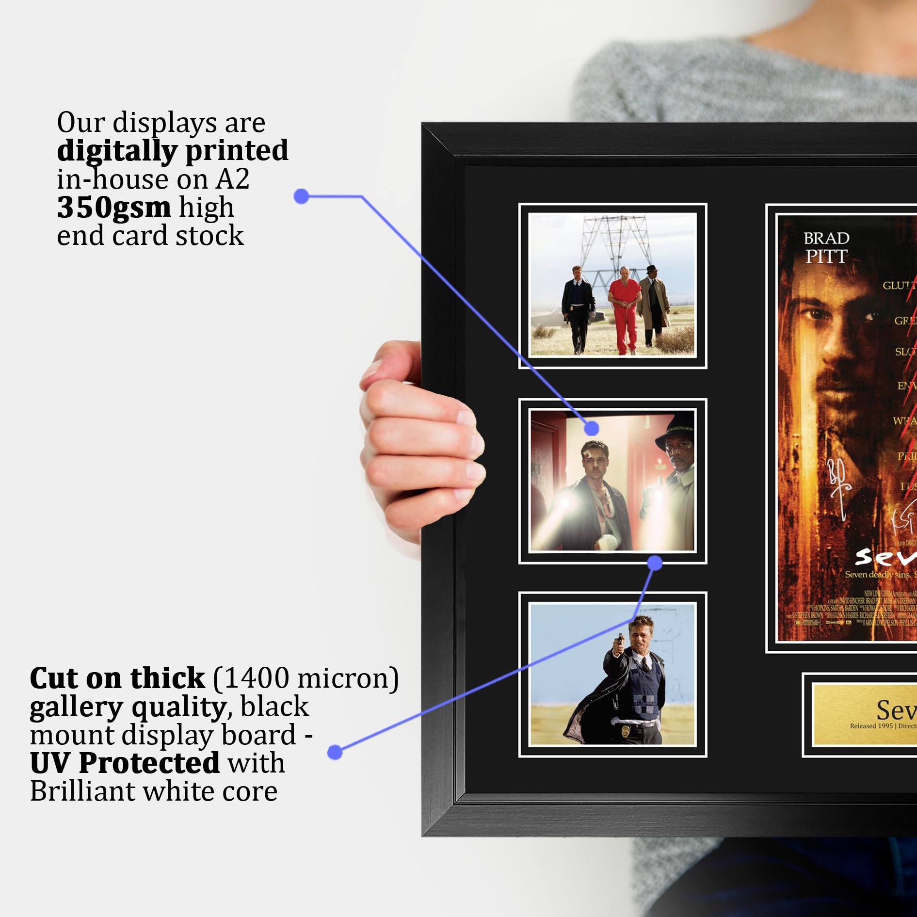 HWC Trading Seven Podpisany Plakat Filmowy A2 Deluxe w Ramie