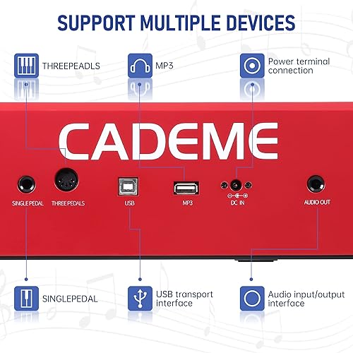Miniatura 5 de C-811D - Piano digital con peso de 88 teclas, piano para principiantes, teclado eléctrico de tamaño completo con soporte, adaptador de corriente