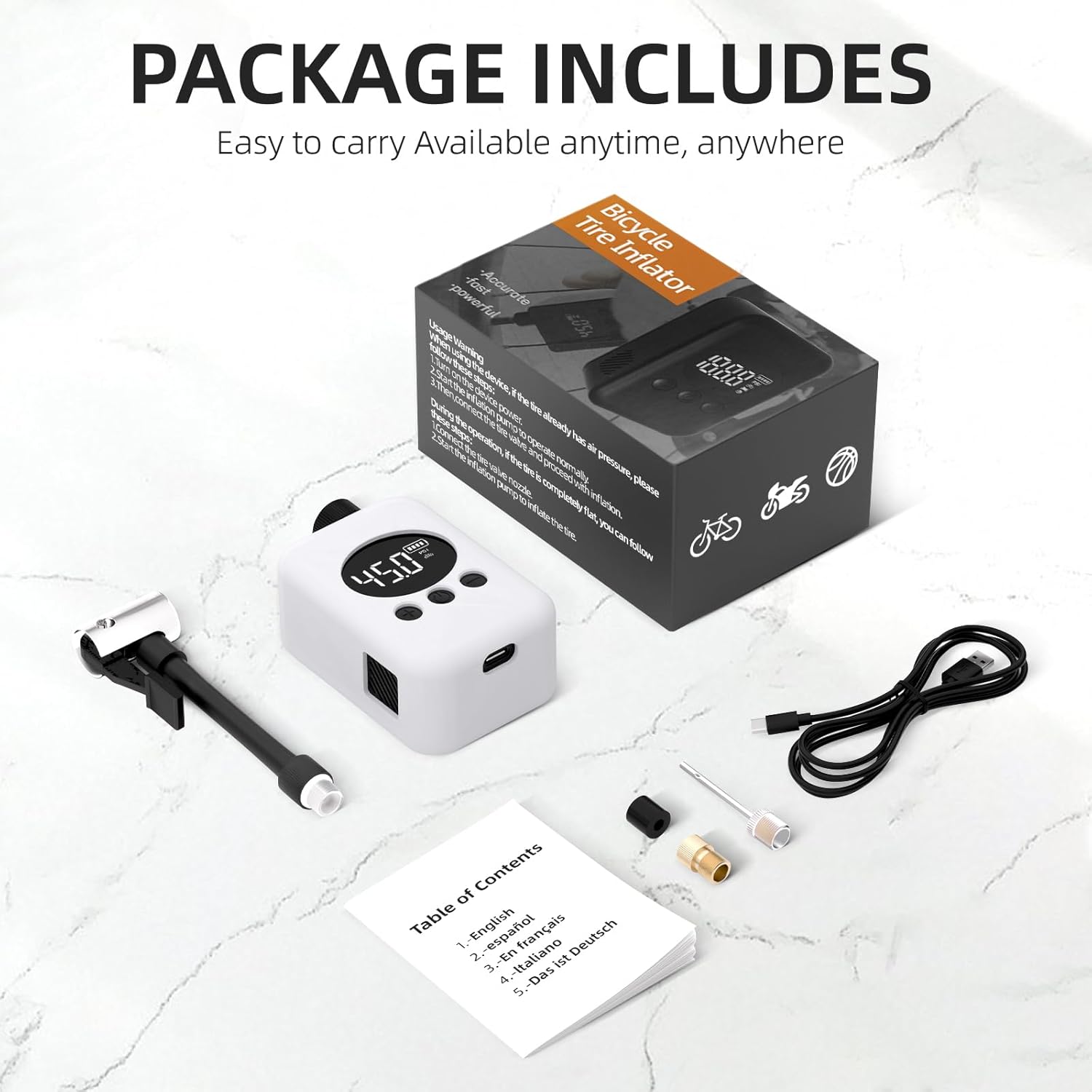 Mini Bike Pump Electric Portable Bike Air Pump with Gauge, Max 150 PSI Bike Tire Pump with Presta and Schrader Valve, Auto Stop for Road Bike, Motorcycle, Mountain Bike - Image 7