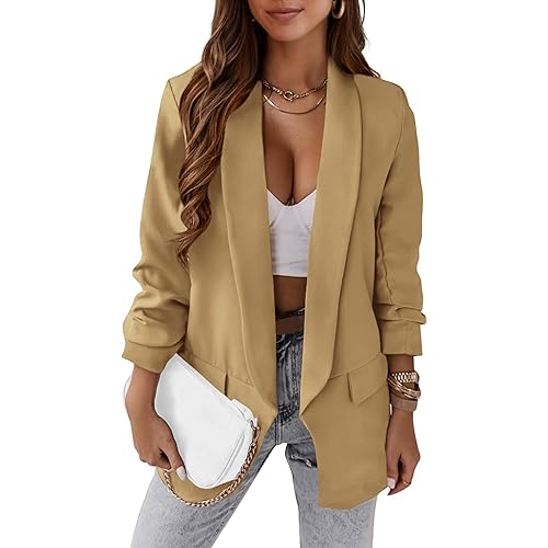 PRETTYGARDEN Womens Casual Blazer Fall Fashion Long Sleeve Open Front Work Office Suit
