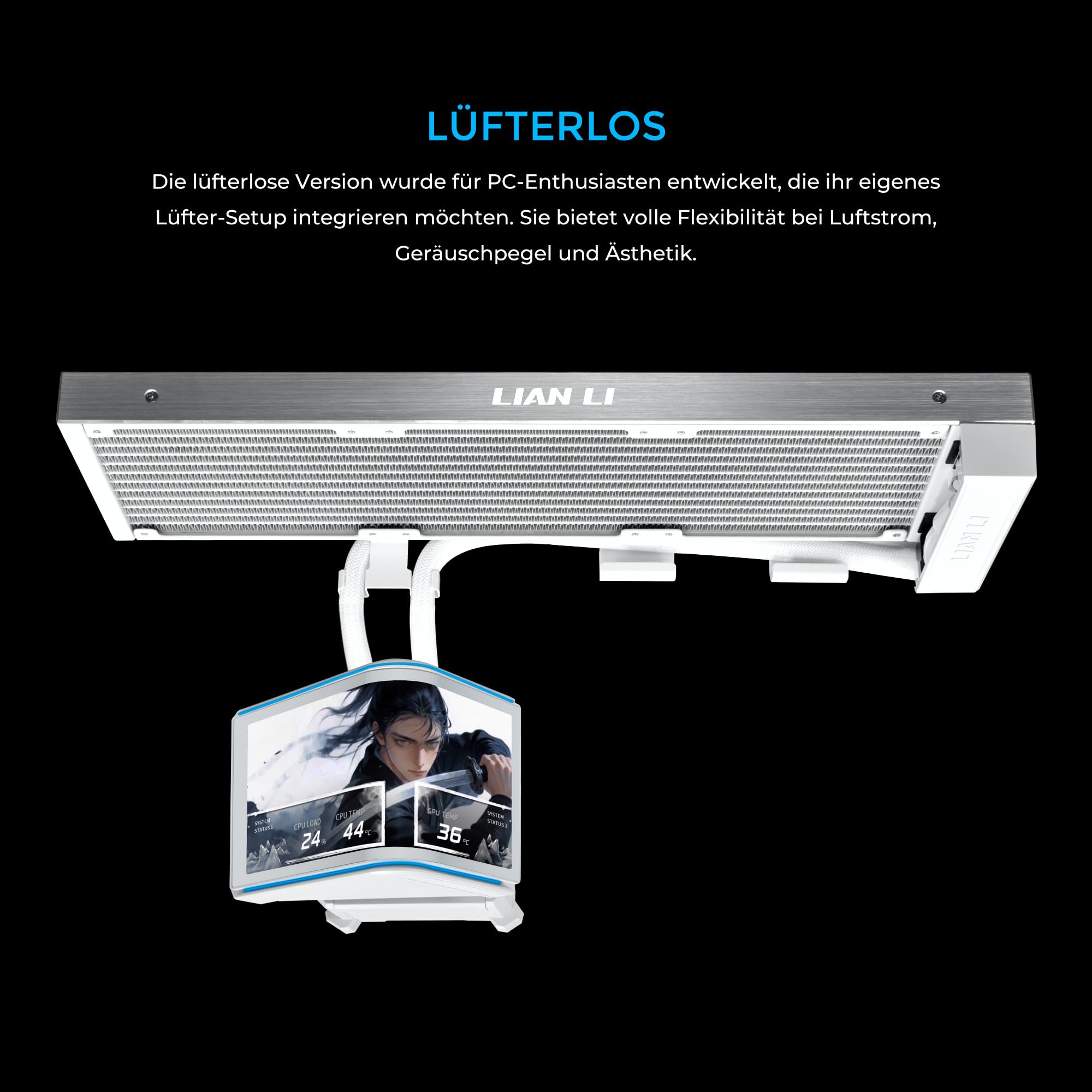 Lian Li HydroShift II OLED Curved 360 Fanless AiO-Wasserk?hlung, 360 mm, OLED-Display - wei? (G89.GHS2OLDC36NW.00)