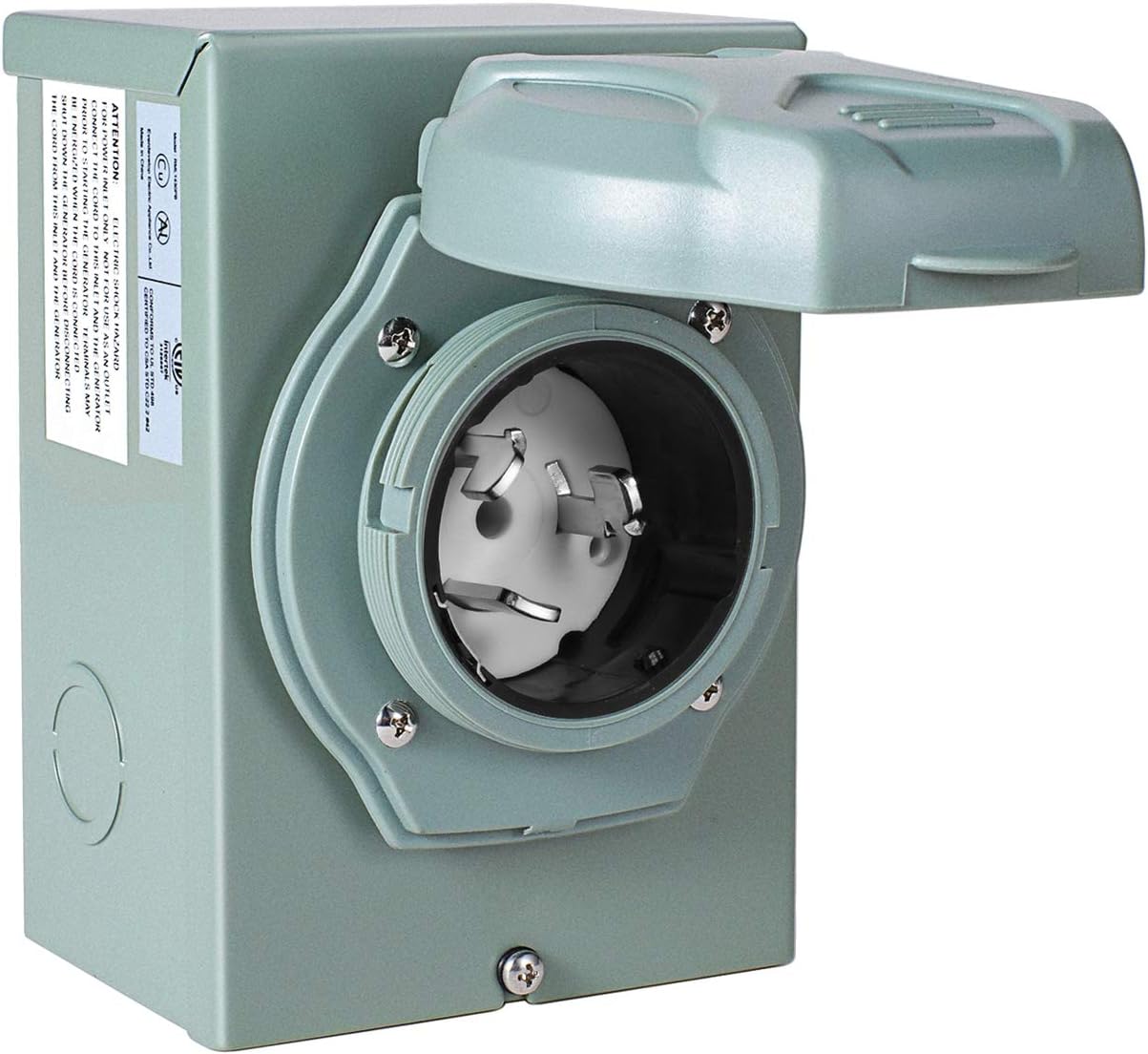 50 Amp Generator Power Inlet Box, NEMA SS2-50P Power Inlet Box for 3 Prong Generator Cord, 125/250 Volt, 12500 Watts, ETL Listed, Weatherproof, Outdoor Use