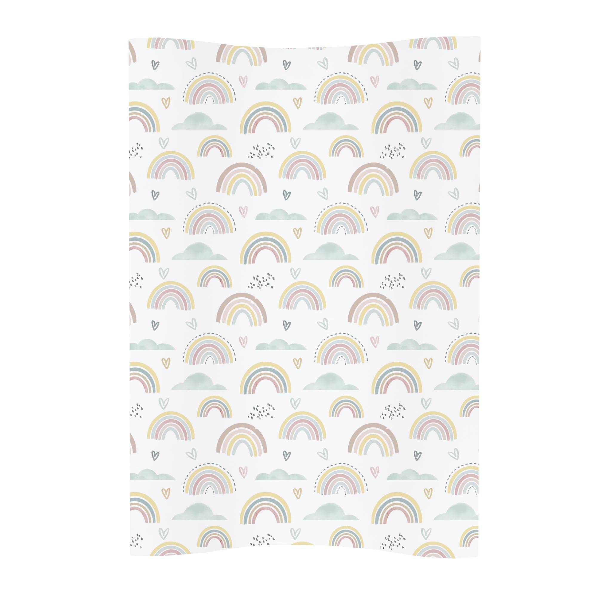 Ceba Deluxe Unisex Wedge Anti Roll Nappy Baby Changing Mat with Curved Sides - Rainbows