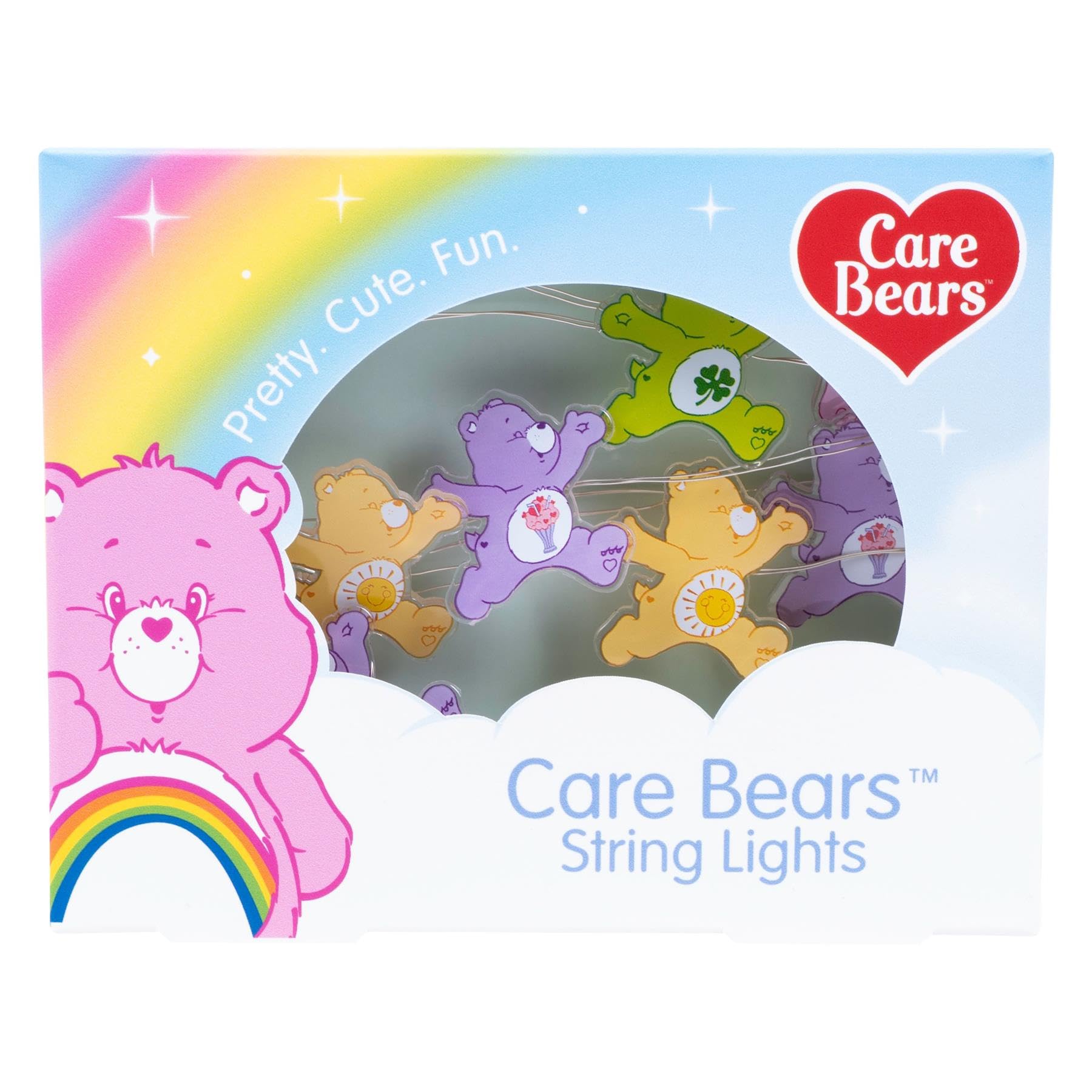 Fizz Creations Berry Care Bears String Lights. Includes 20 Led Lights On 2 Metre Cable. Featuring Multiple Beloved Characters. Battery Powered. Officially Licensed Care Bears Merchandise From