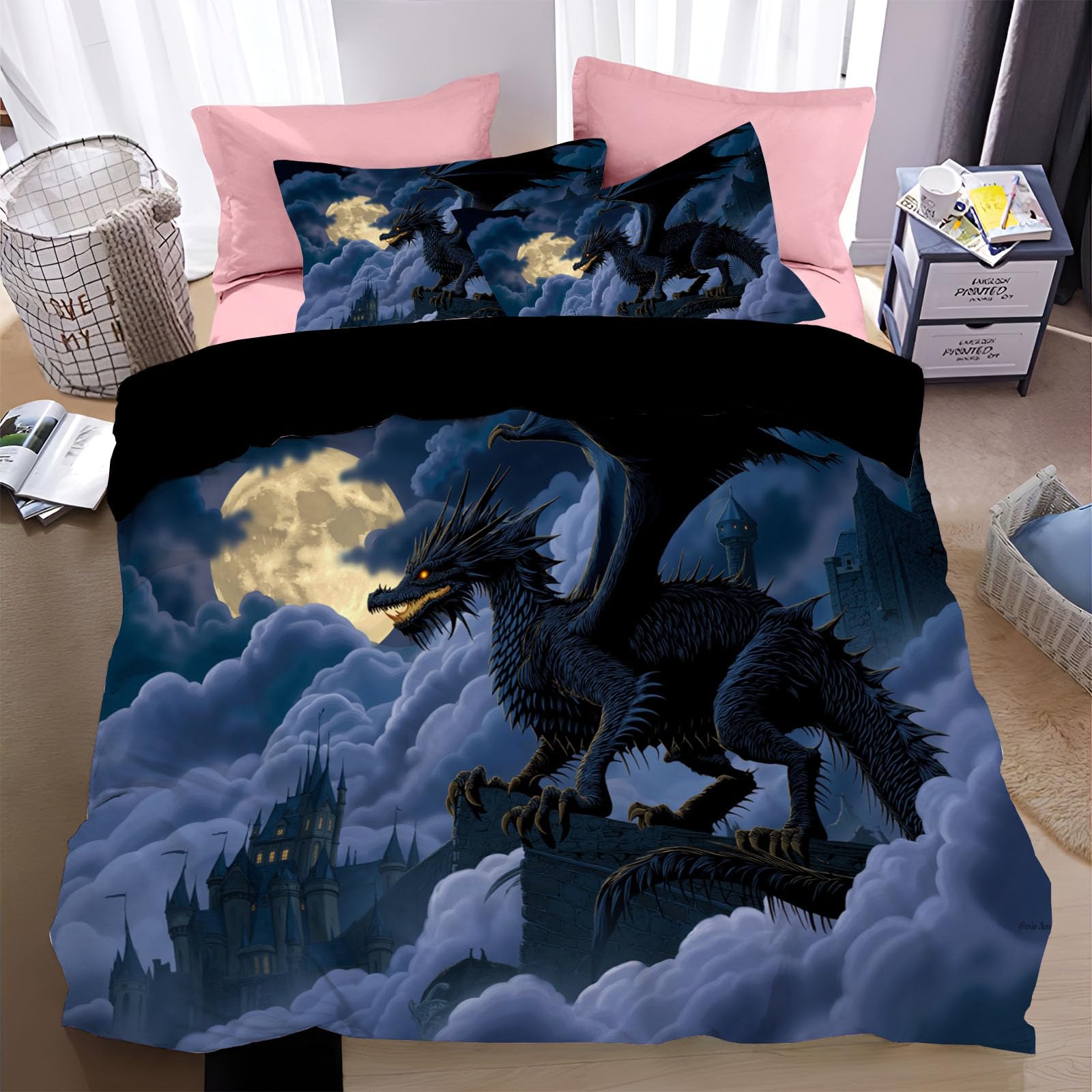Parure de Lit 2 Personnes Dragon pour une Chambre Ambiance Château Ancien