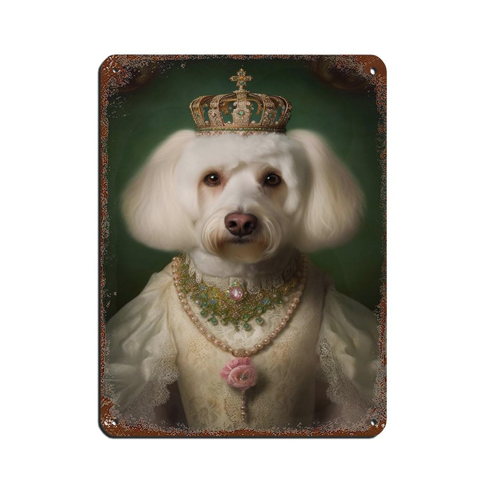 Victorian Dog Queen Painting Poster Tin Sign Vintage Metal Pub Club Cafe Bar Home Wall Art Decoration Poster Retro 12x16inch(30x40cm)