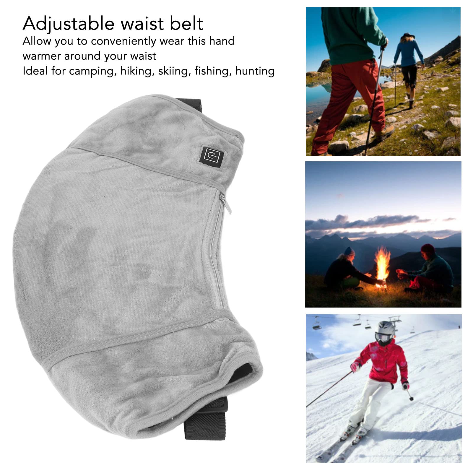 Manchon chauffant, 3 niveaux de température réglable chauffage électrique poche chauffe-mains doublure en velours, Poche de chasse rechargeable pour chauffe-mains pour le camping en plein air en hiver