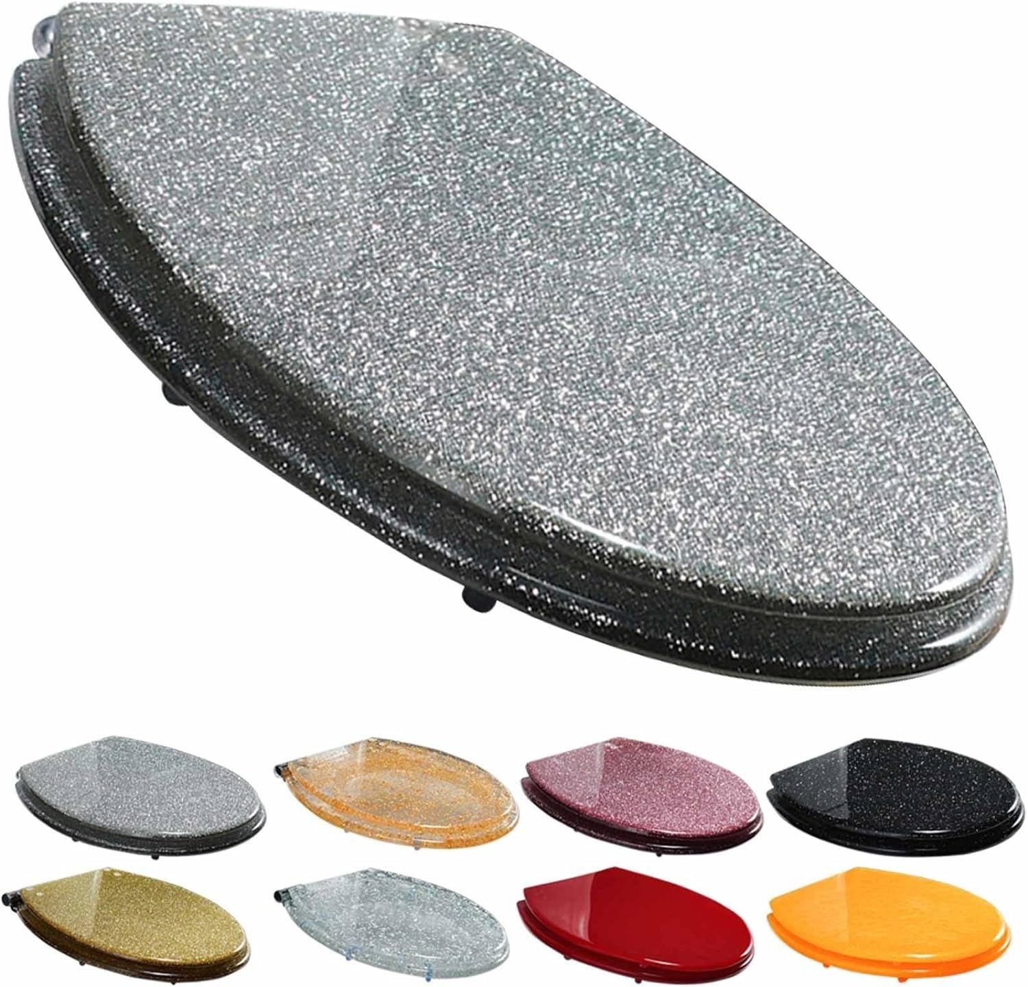 Dxpsxjl Silverglitter Soft Close, Variable Hinges, Oval Seat, Lightweight, Durable, Portable, User-Friendly, Compact, Toilet, 360, Adjustable, Quick, Release