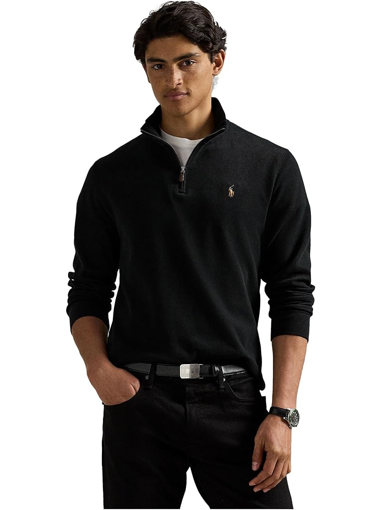Black Polo Ralph Lauren Estate- Rib Quarter Zip Pullover