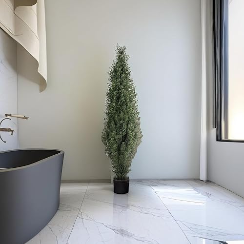 Miniatura 5 de Dos árboles topiarios artificiales de cedro al aire libre de 4 pies con clasificación UV Plantas en maceta