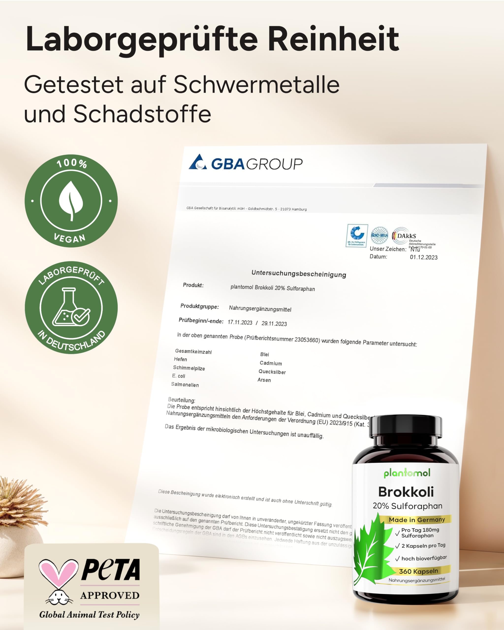 90mg Sulforaphan! 360 Sulforaphan Kapseln hochdosiert aus Brokkoli-Extrakt - Brokkoli Kapseln hochdosiert aus Brokkolisprossen - 6 Monatsvorrat
