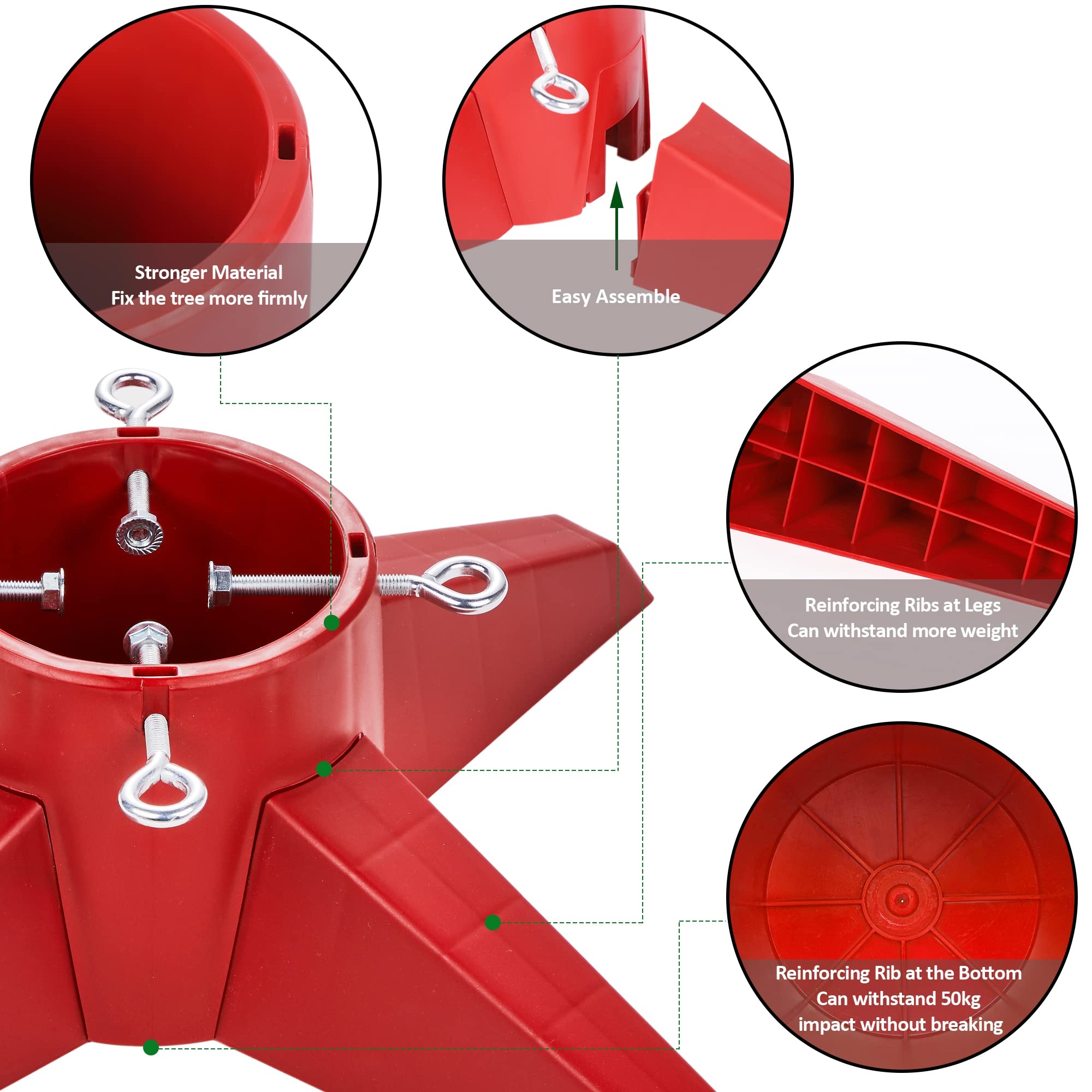 FORUP Christmas Tree Stand, Xmas Tree Base Stand, Christmas Tree Holder for Real Trees, Red