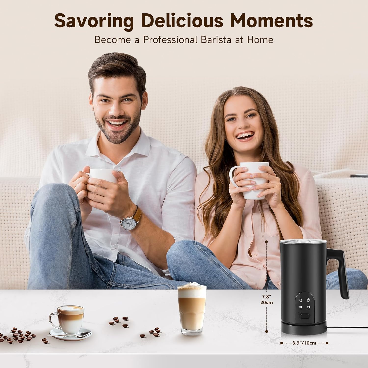 4 in 1 Electric Milk Frother, Milk Steamer, 350ml/11.8oz Automatic Frother Machine for Coffee, Warm and Cold Foam, Latte, Cappuccino, Macchiato, Hot Chocolate