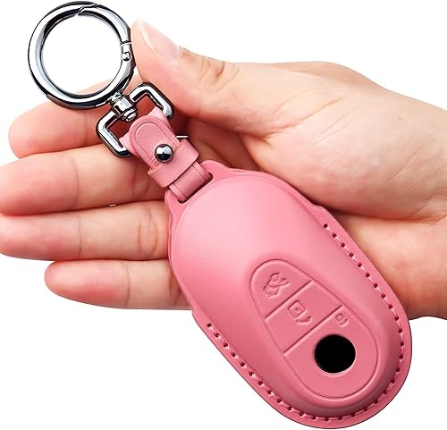 Miniatura 10 de Tukellen Funda de cuero para llavero de Mercedes Benz con llavero compatible con Mercedes Benz Clase S Clase G Clase E 2020-2022, cuero genuino para