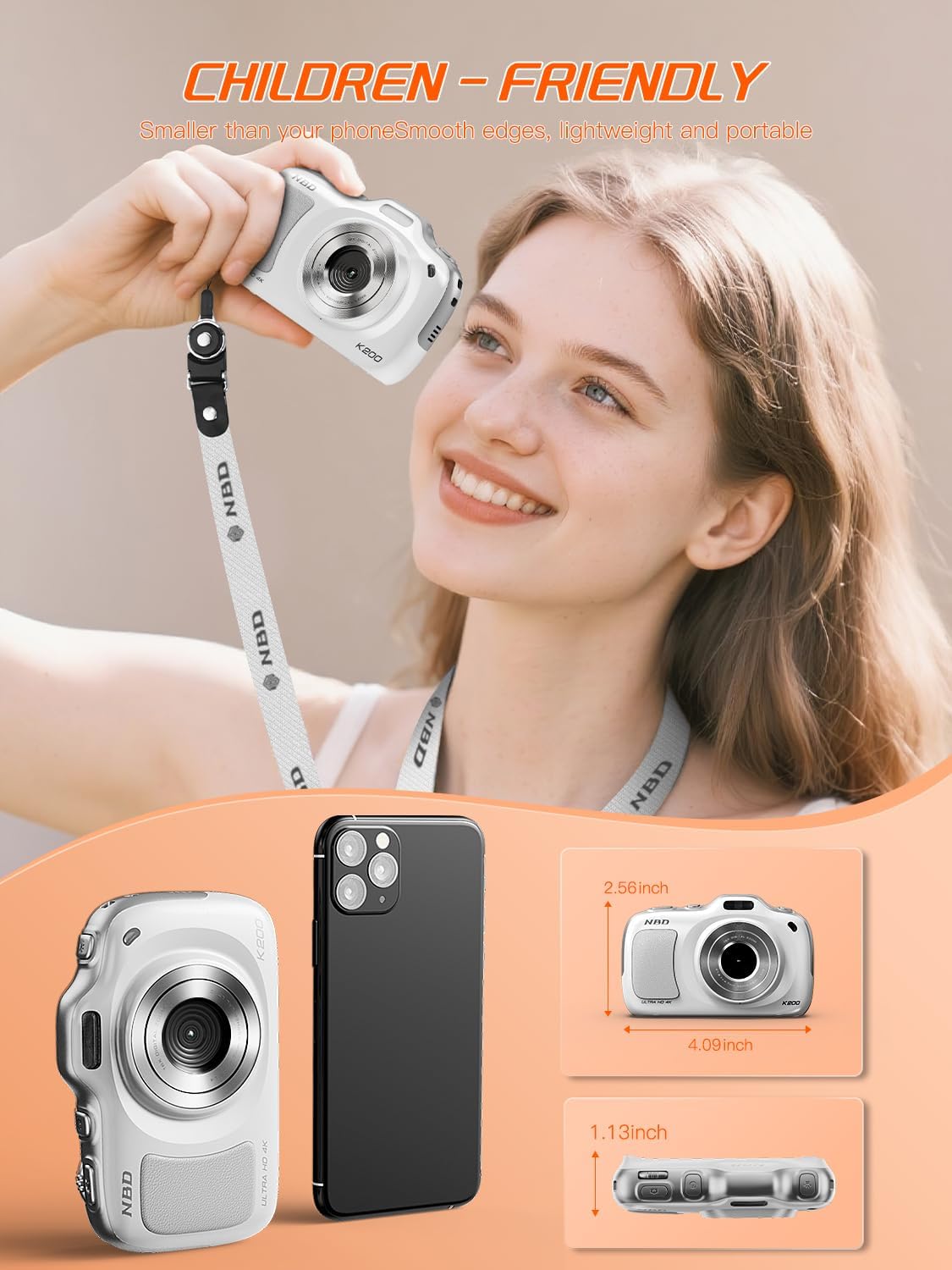 Digital Camera,Autofocus 4K Vlogging Cameras for Photography with 32GB Card,64MP Portable Compact Point and Shoot Digital Camera for Teens Kids Adult Beginner with 16X Zoom Anti Shake (White)