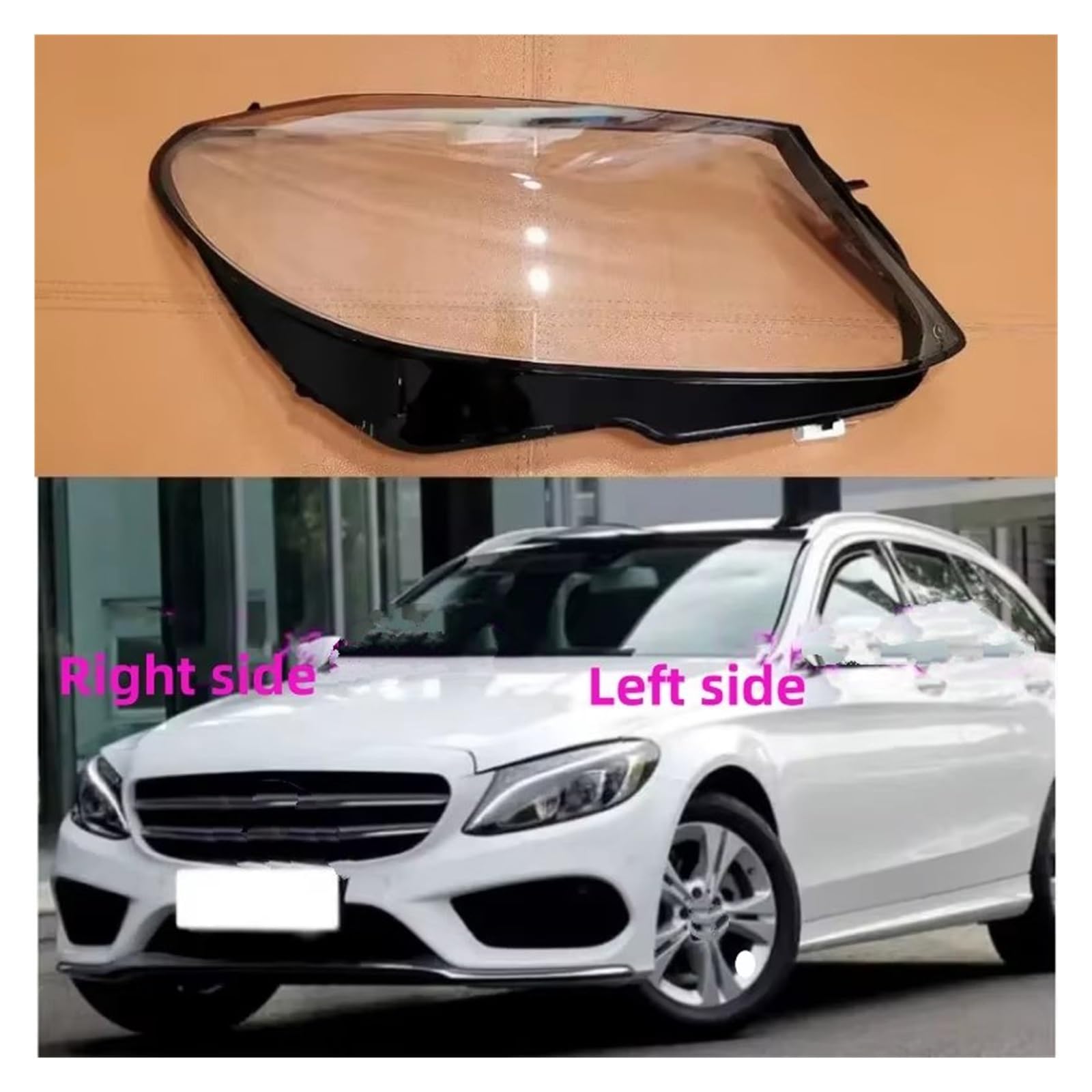 Copertura del faro dell'automobile di ricambio per Mercedes Per Benz Classe C W205 2015 2016 2017 2018 Copertura Del Faro Dell'automobile Shell Della Copertura Del Faro Lente Vetro Auto Trasparente