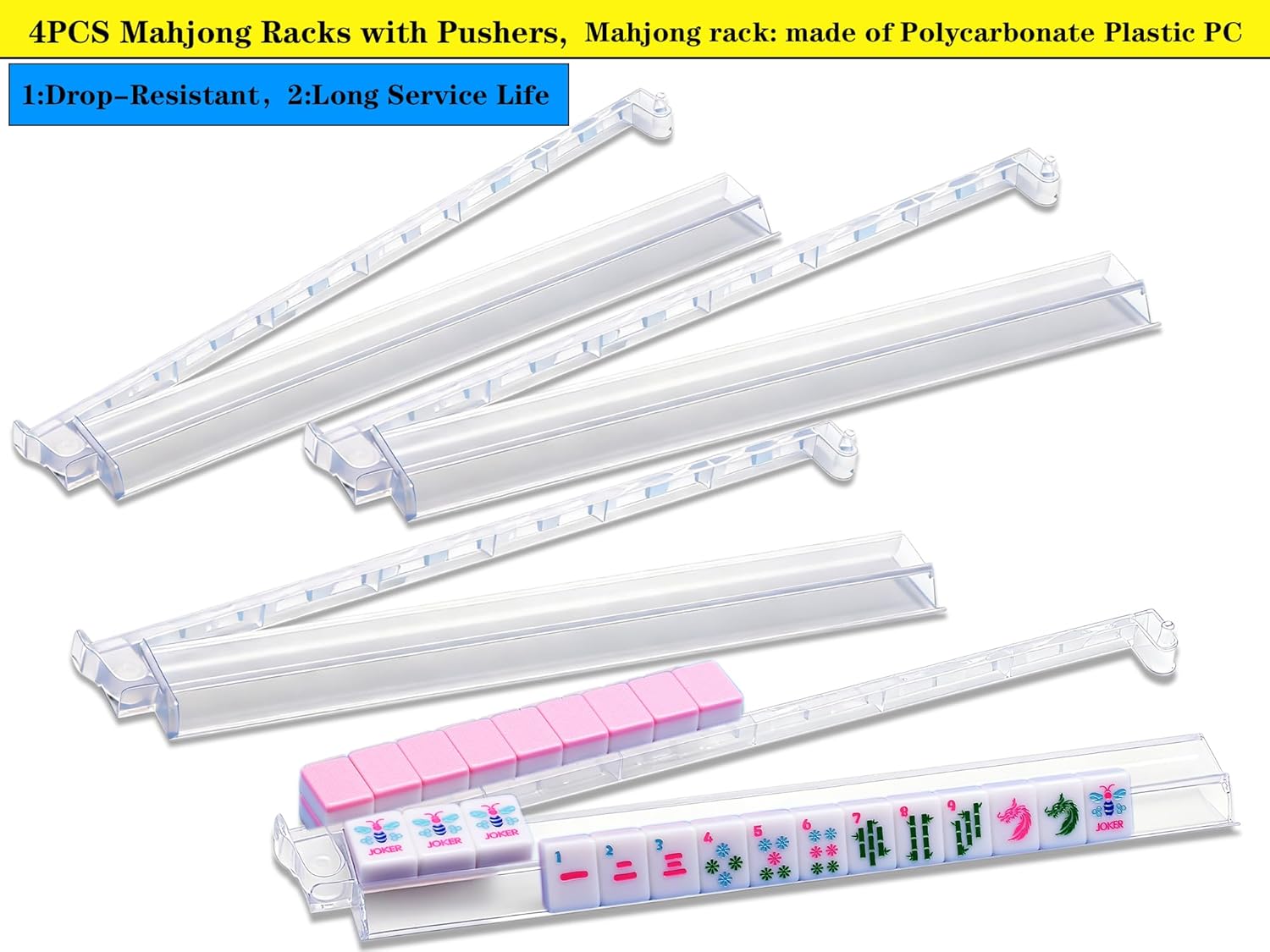 American Mahjong Set Pink 1.2-inch Mahjong Tile Set 166 Pieces American Mahjong Tile Set with Mahjong Racks and Mahjong Table Mat