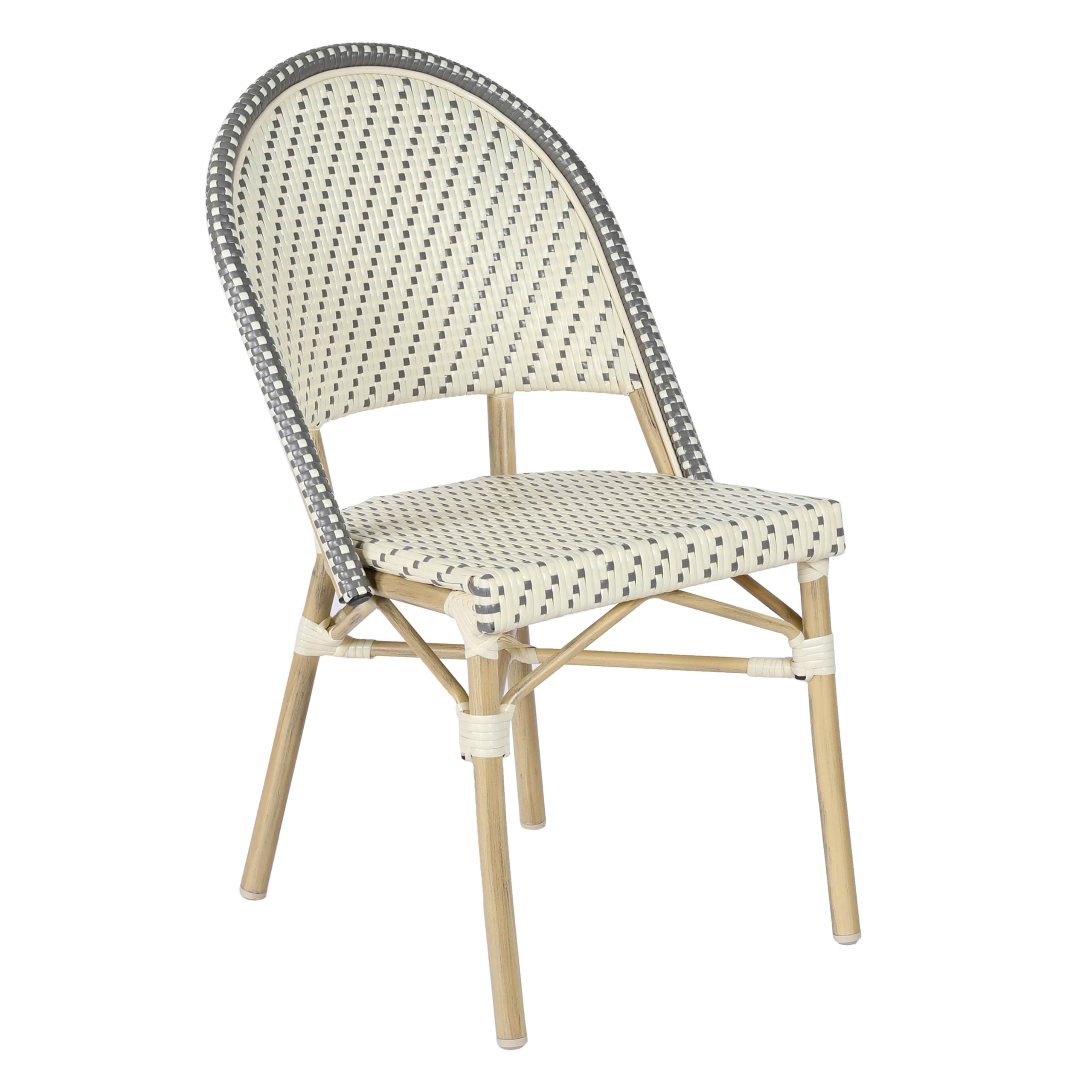 Oviala Chaise de terrasse bistrot Parisien en Aluminium et rotin Gris