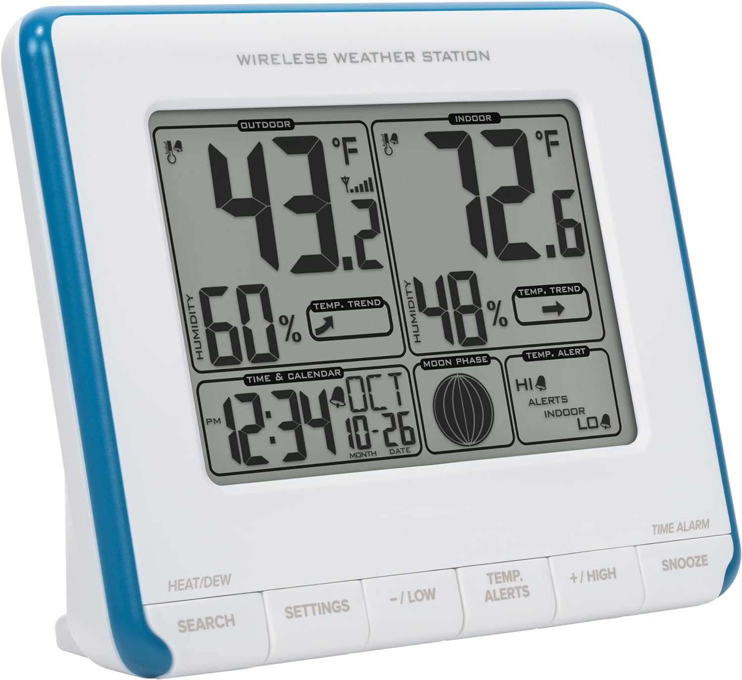 La Crosse Technology 308-1711BL Wireless Weather Station with Heat Index and Dew Point,Teal Blue/White