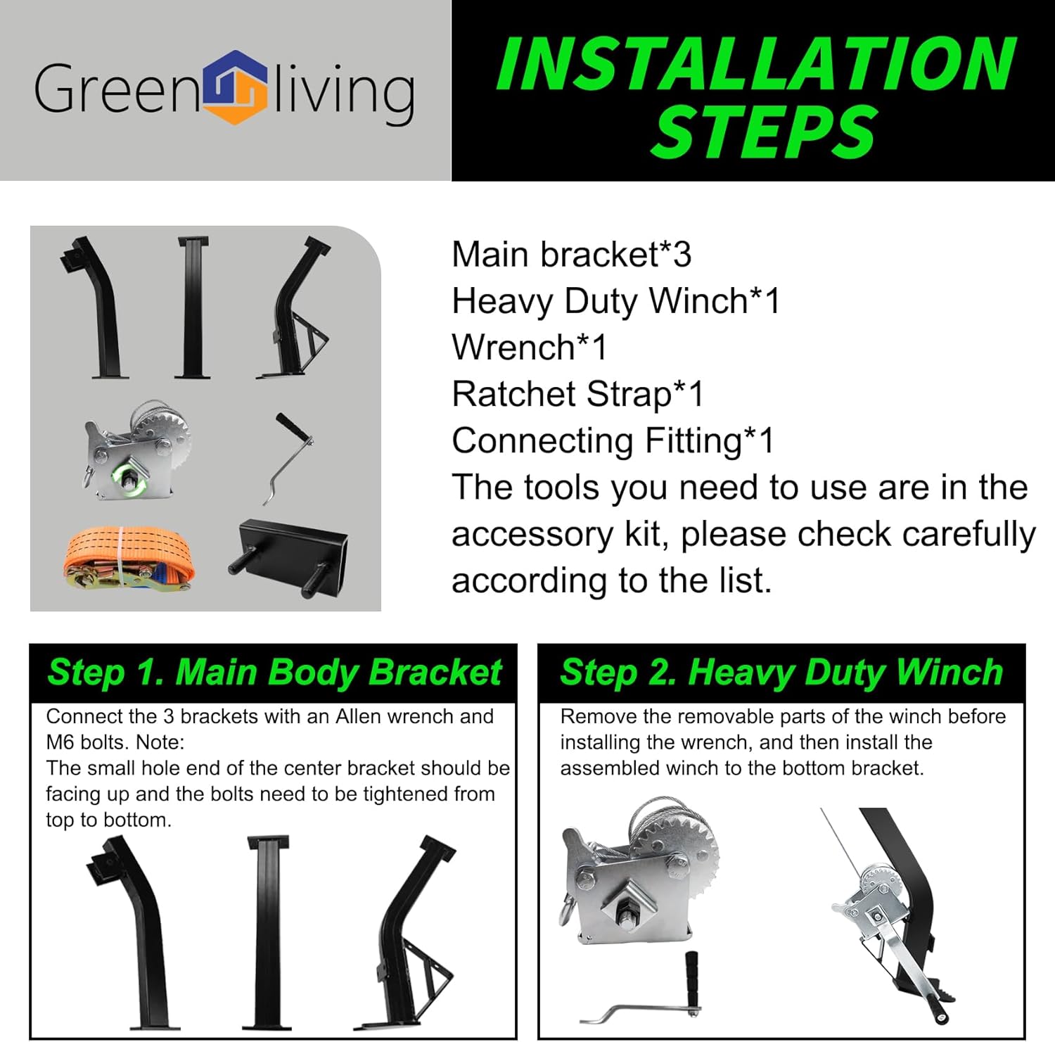 Green living Deer Hoist System, 500 LBS Maximum Weight Capacity, Hunter's Best Hunting Companion, Heavy Duty Wear Resistant Stainless Steel, High Strength Ratchet Strap, Hanging Deer Feeder Hoist