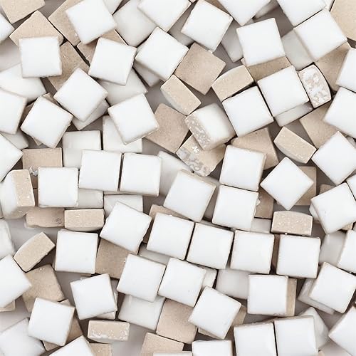 Miniatura 9 de WQ WARMQING Azulejos de mosaico de cerámica para manualidades a granel, 7.05 oz de mini mosaico cuadrado blanco para kits de mosaico, arte de