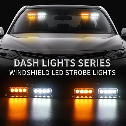 Miniatura 13 de XRIDONSEN-Luces estroboscópicas de emergencia 2 en 1 con ventosas p/tablero e interior de parabrisas delantero/trasero, intermitentes/de Ámbar