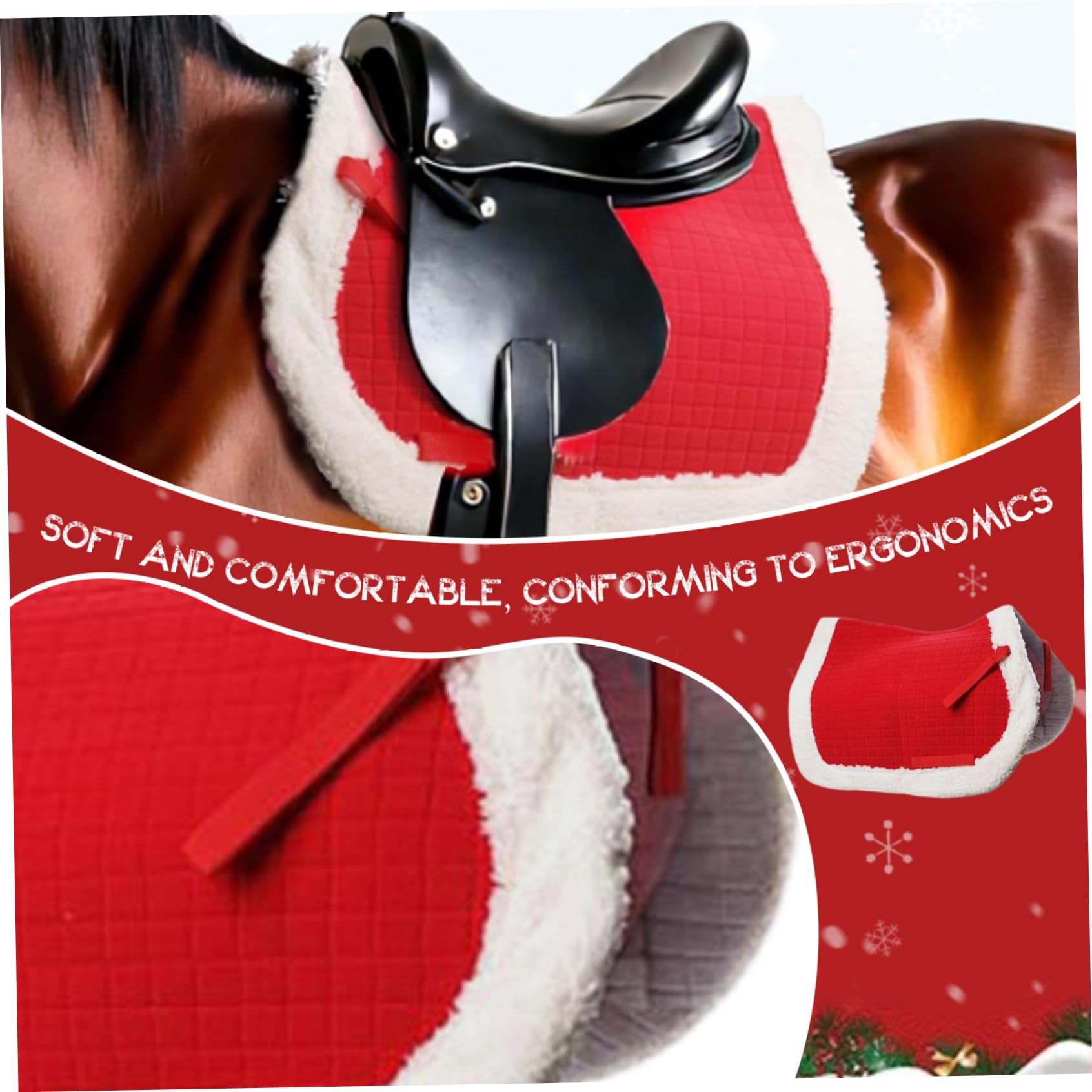 Bareback-Pad für Pferde, Weihnachten, ergonomisches rotes Bareback-Pad, rutschfest, extra dick in der Mitte für maximale Unterstützung.Sattel